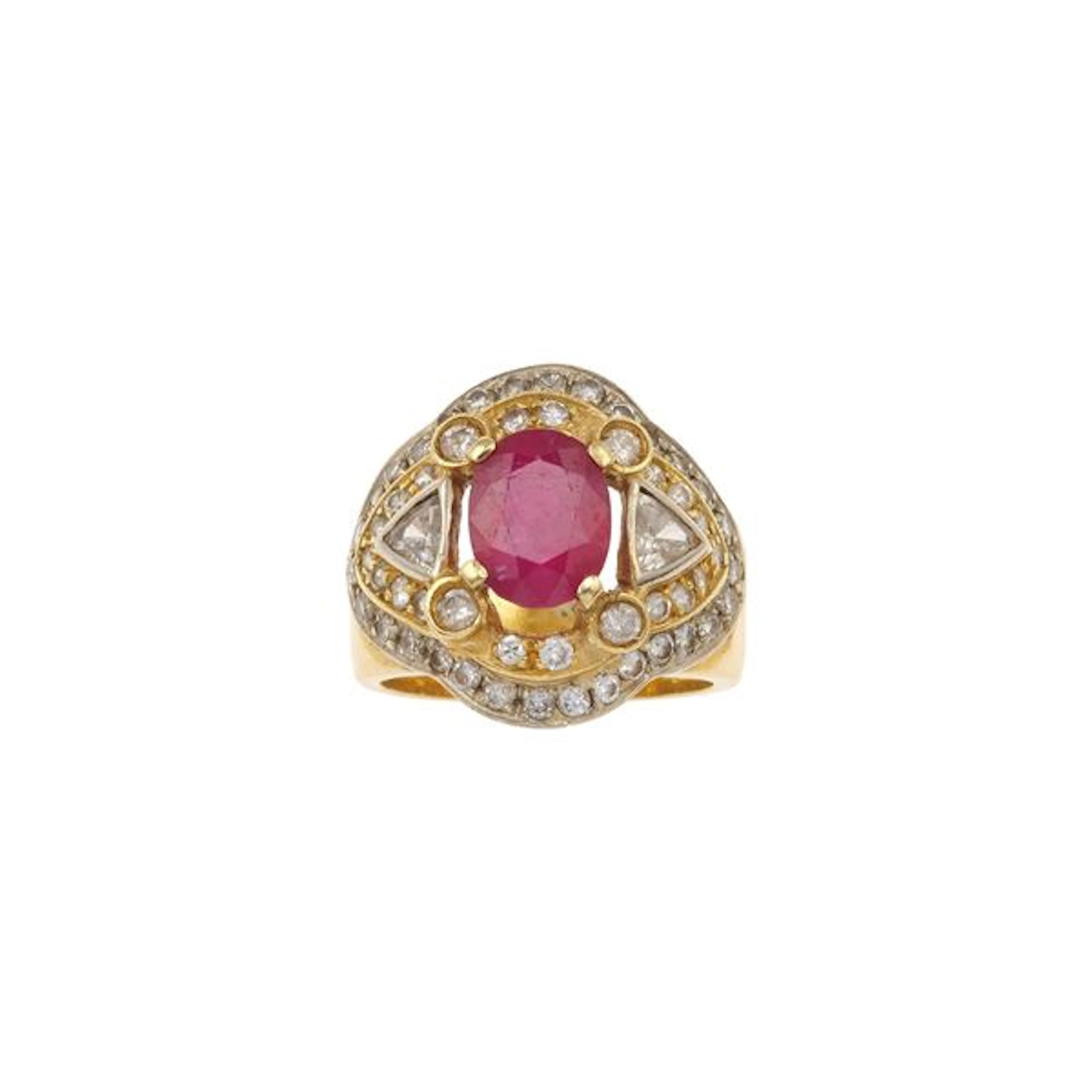 Treatment ruby, diamond and gold ring