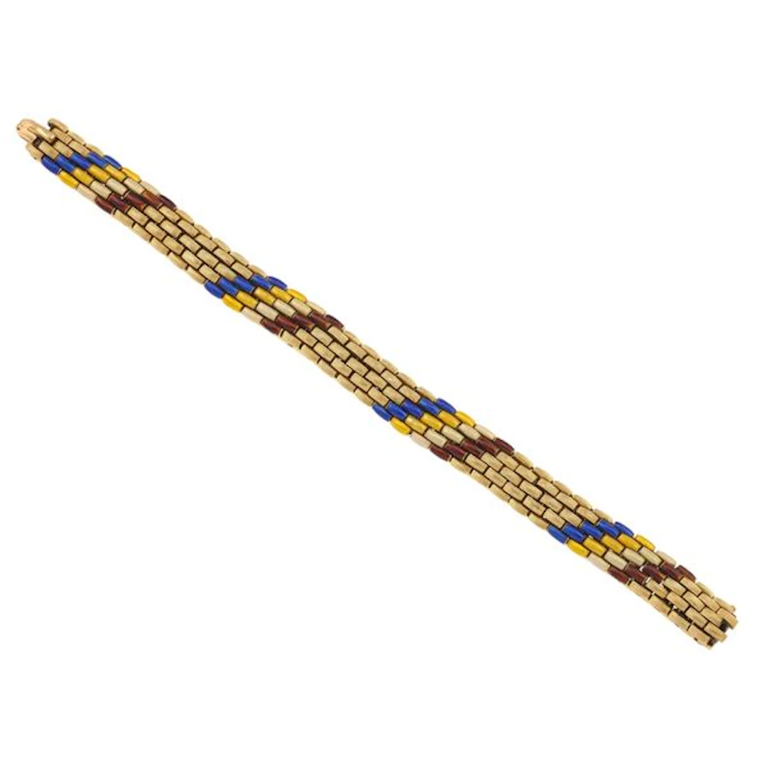 Enamel and gold bracelet