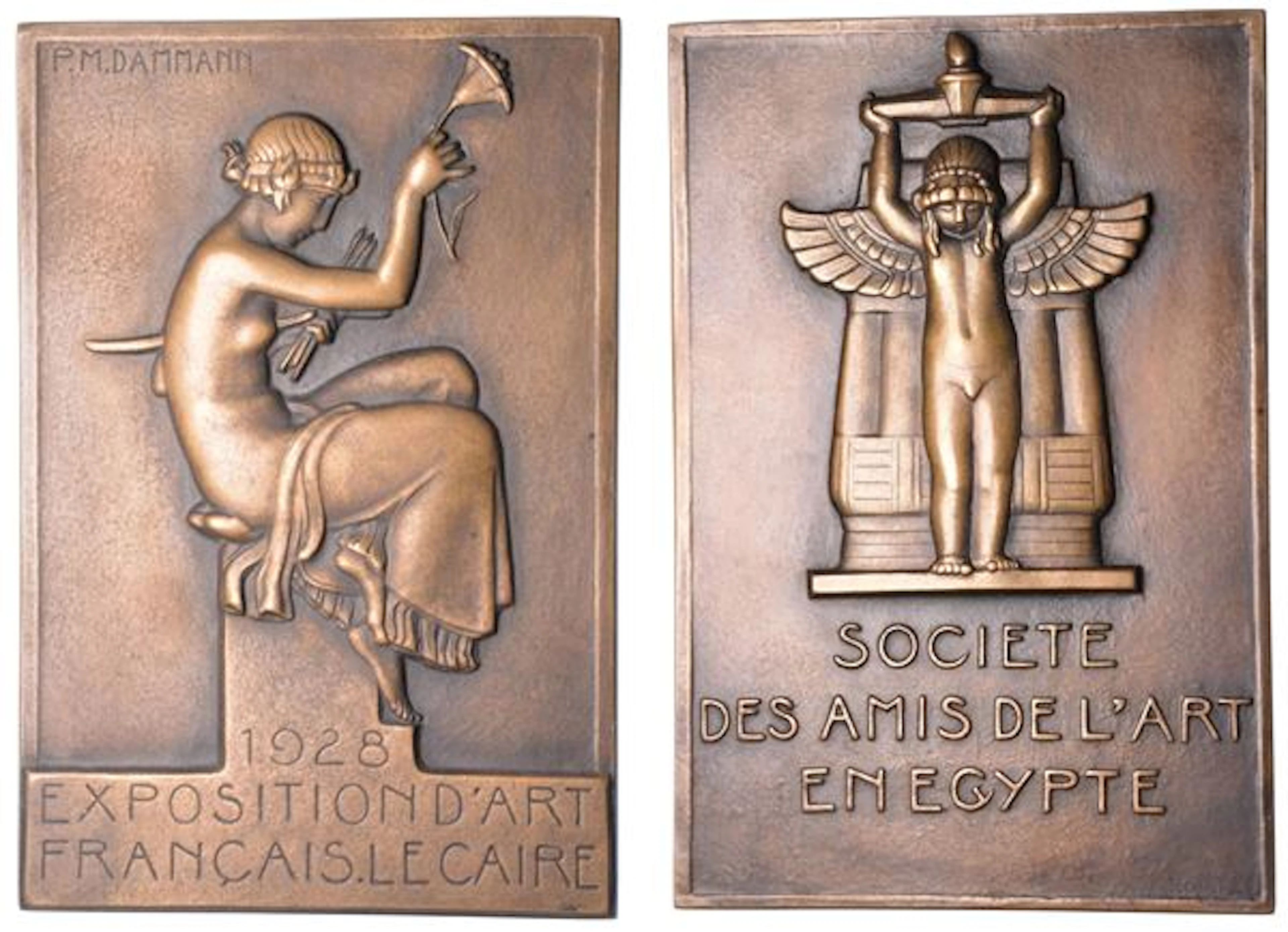 EGITTO. FOUAD I, 1917-1936. Placca in bronzo 1928. Exposition dâArt