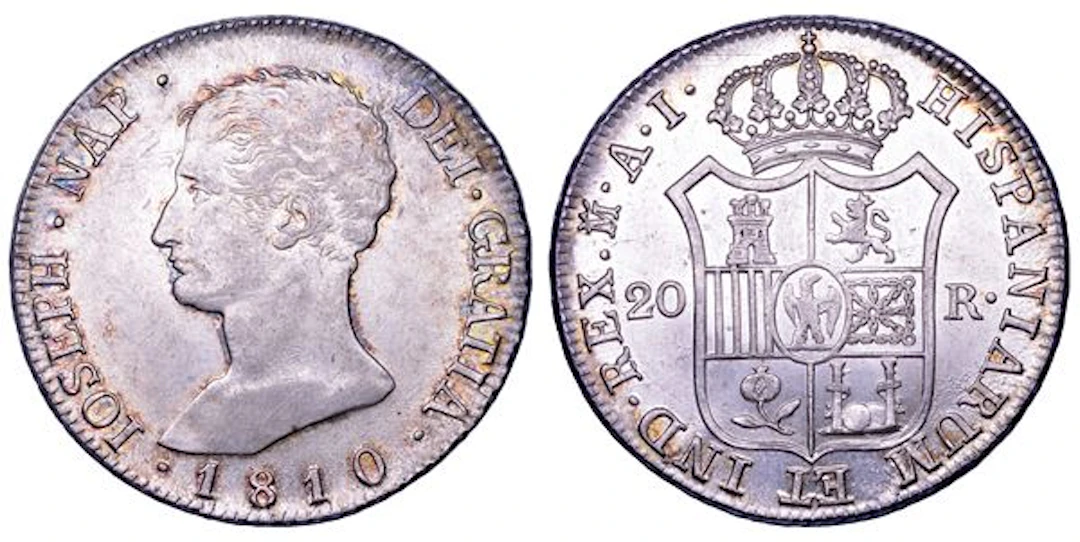 JOSE' BONAPARTE, 1808-1814. SPAGNA. 20 reales 1810. Madrid.