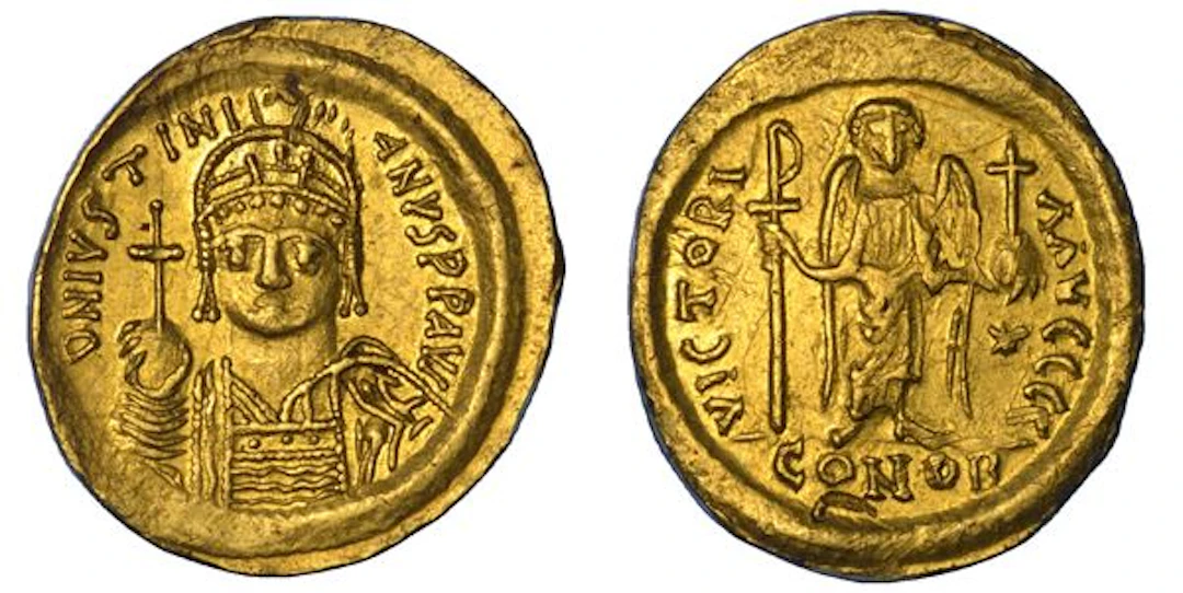 GIUSTINIANO I, 527-565. Solido. Costantinopoli, anni 527-565.