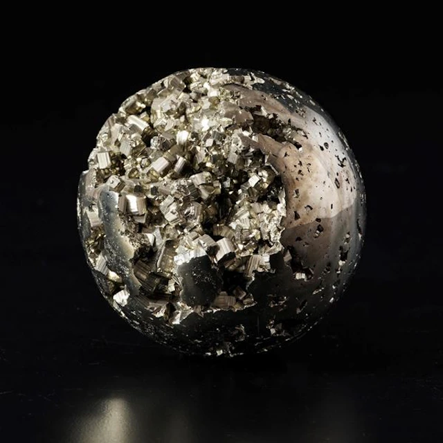 Sphere of pyrite crystals