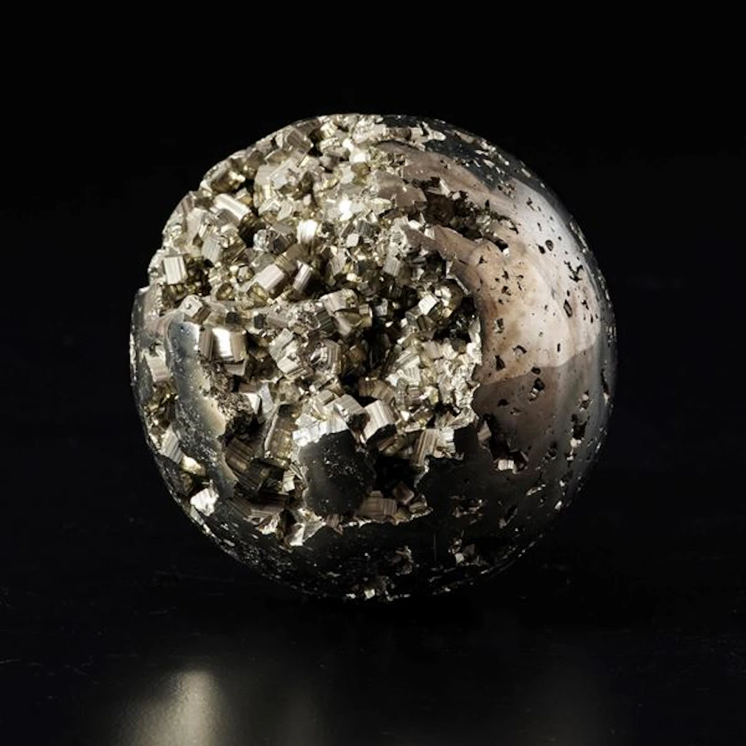 Sphere of pyrite crystals