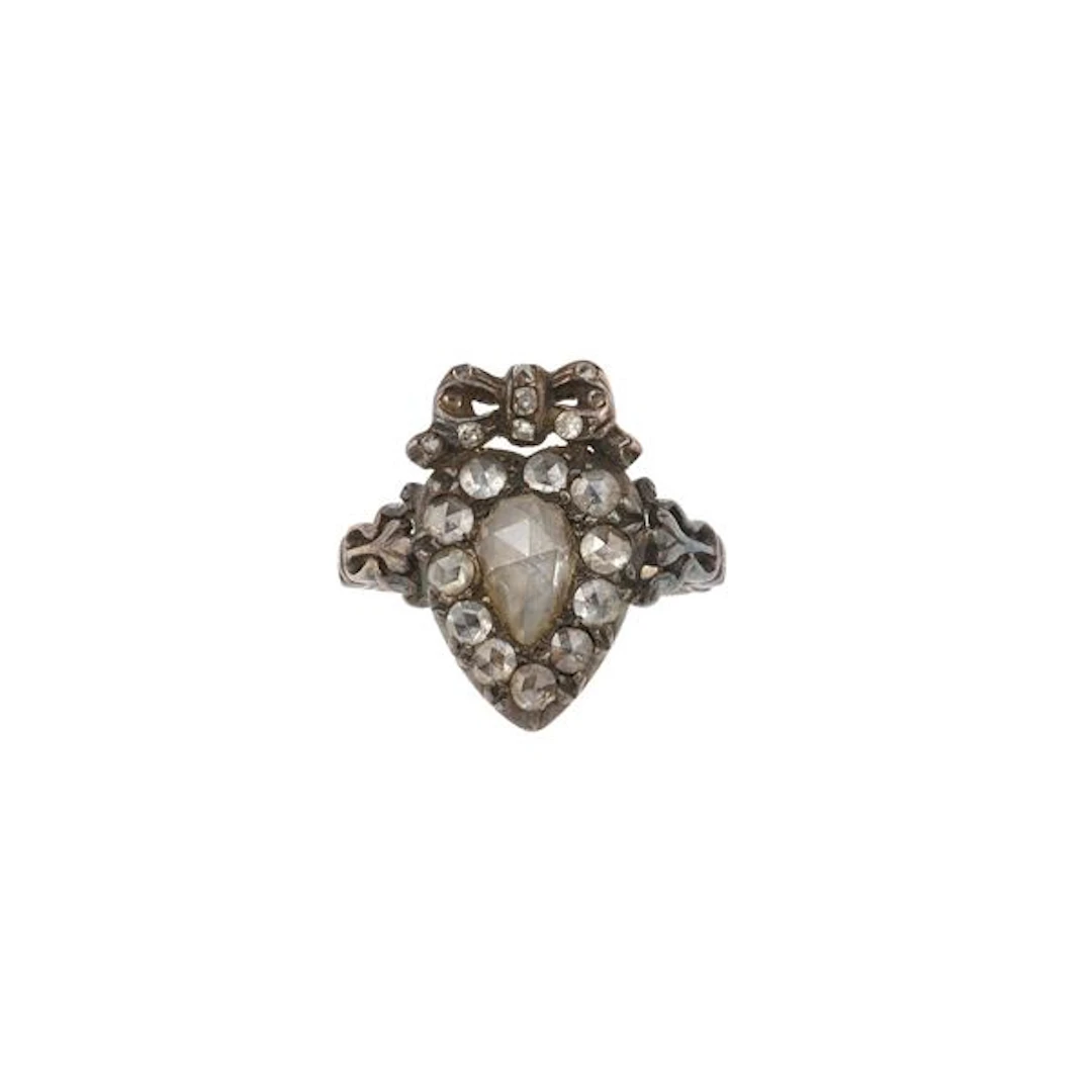 Rose-cut diamond and silver ring