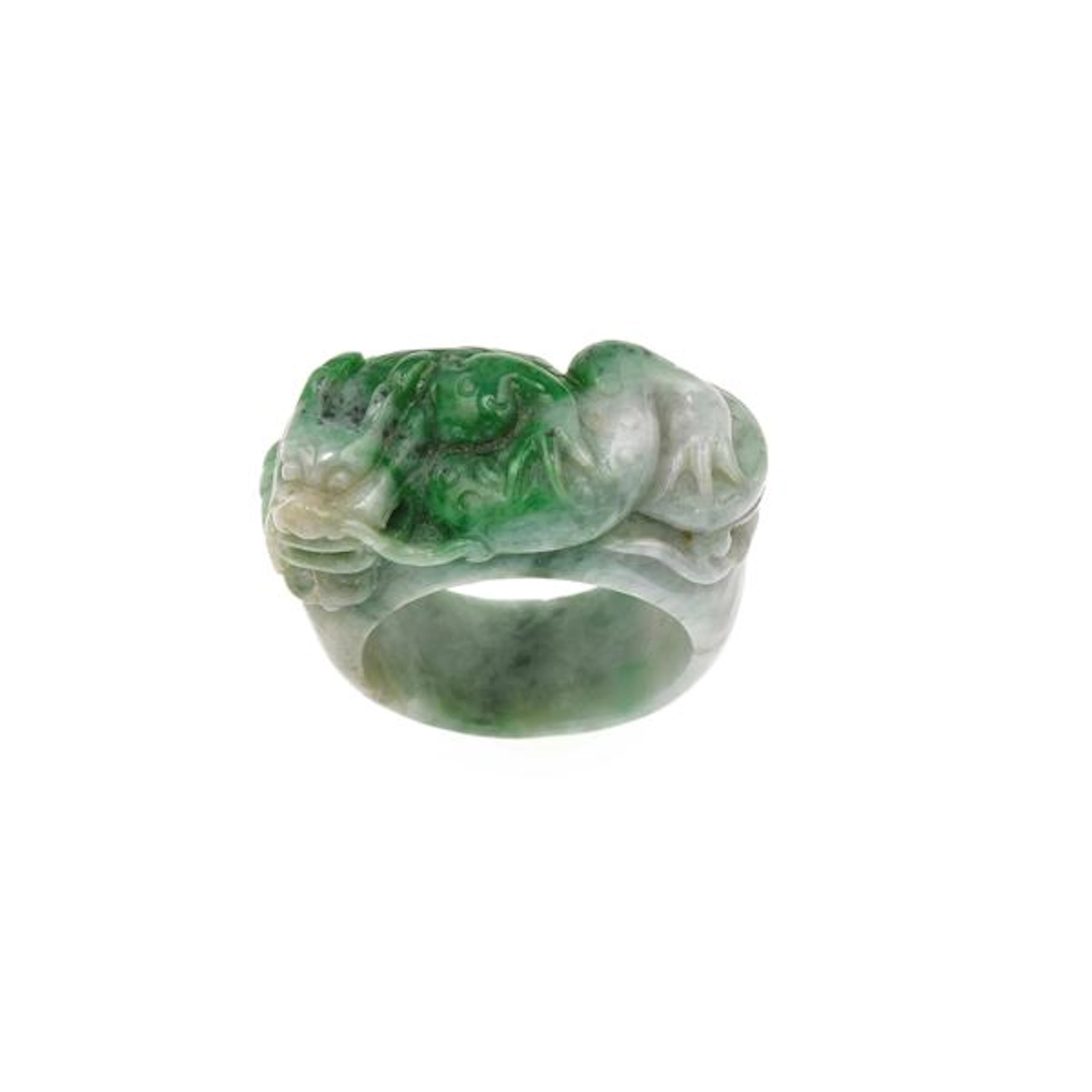 Carved jadeite ring