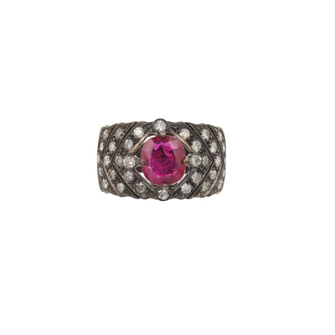 Ruby, diamond and gold ring