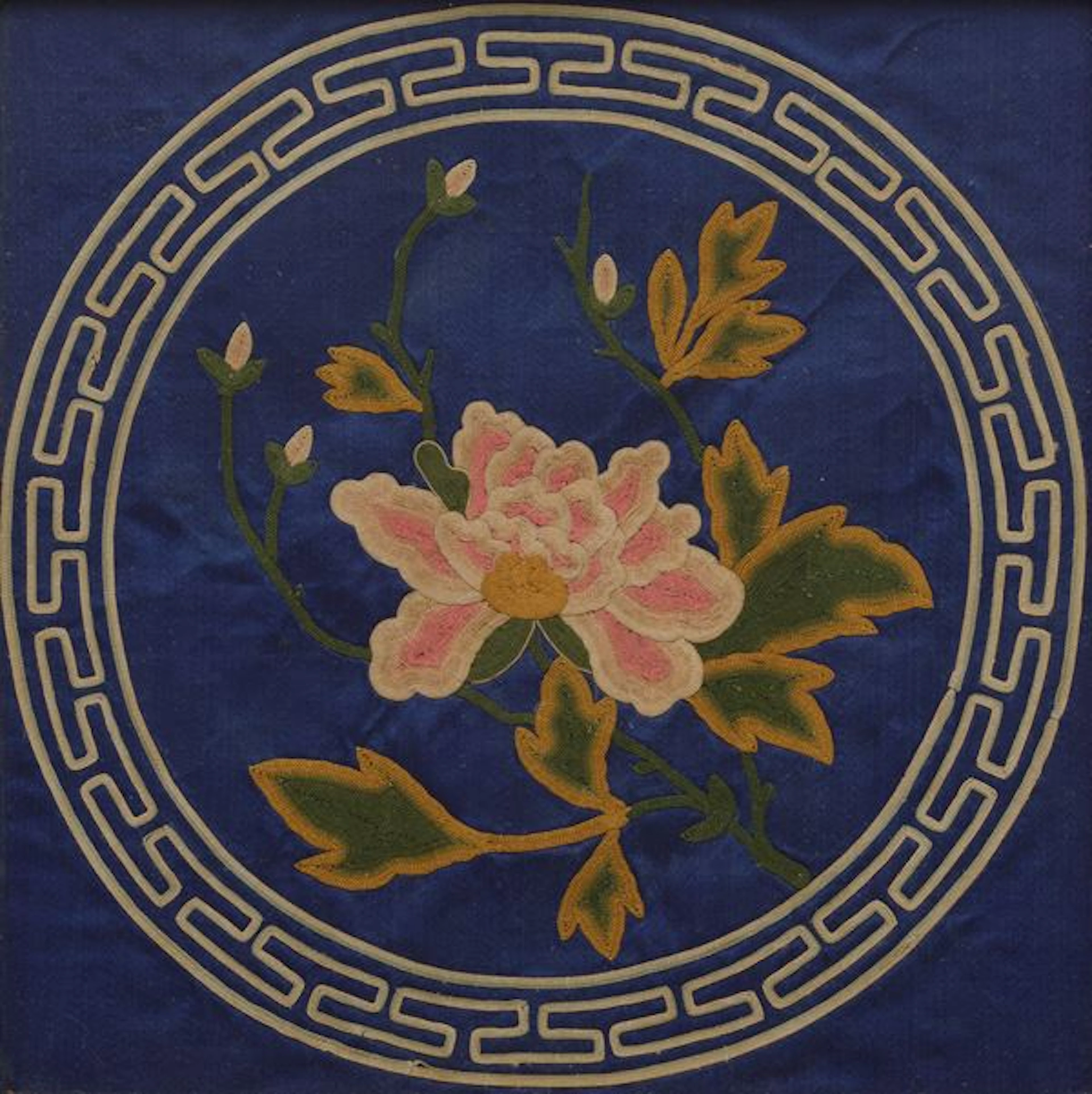 Three embroidered silk canvases, China, Qing Dynasty