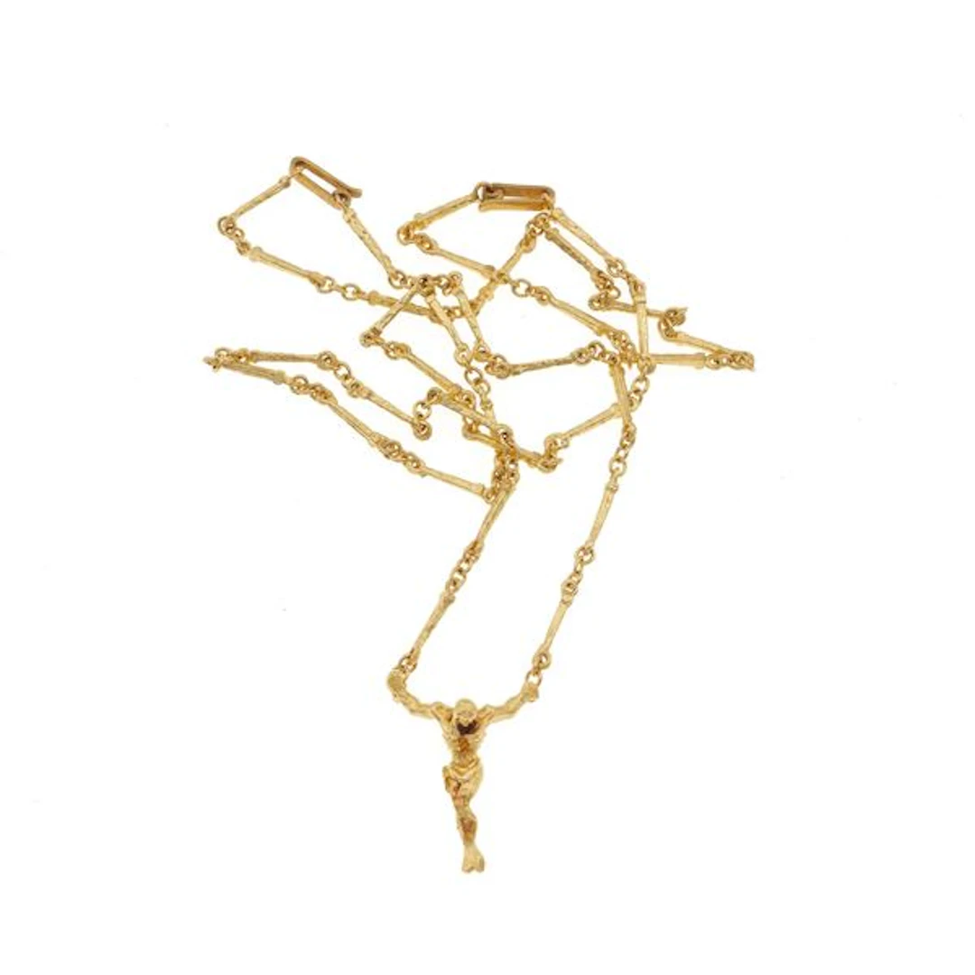 "Christo De San Juan De La Cruz", gold necklace. Signed and numbered