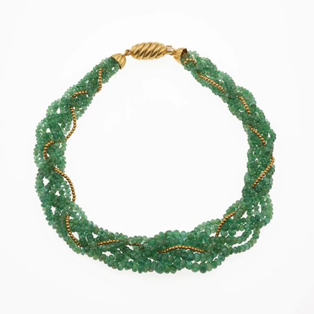 Emerald and gold necklace