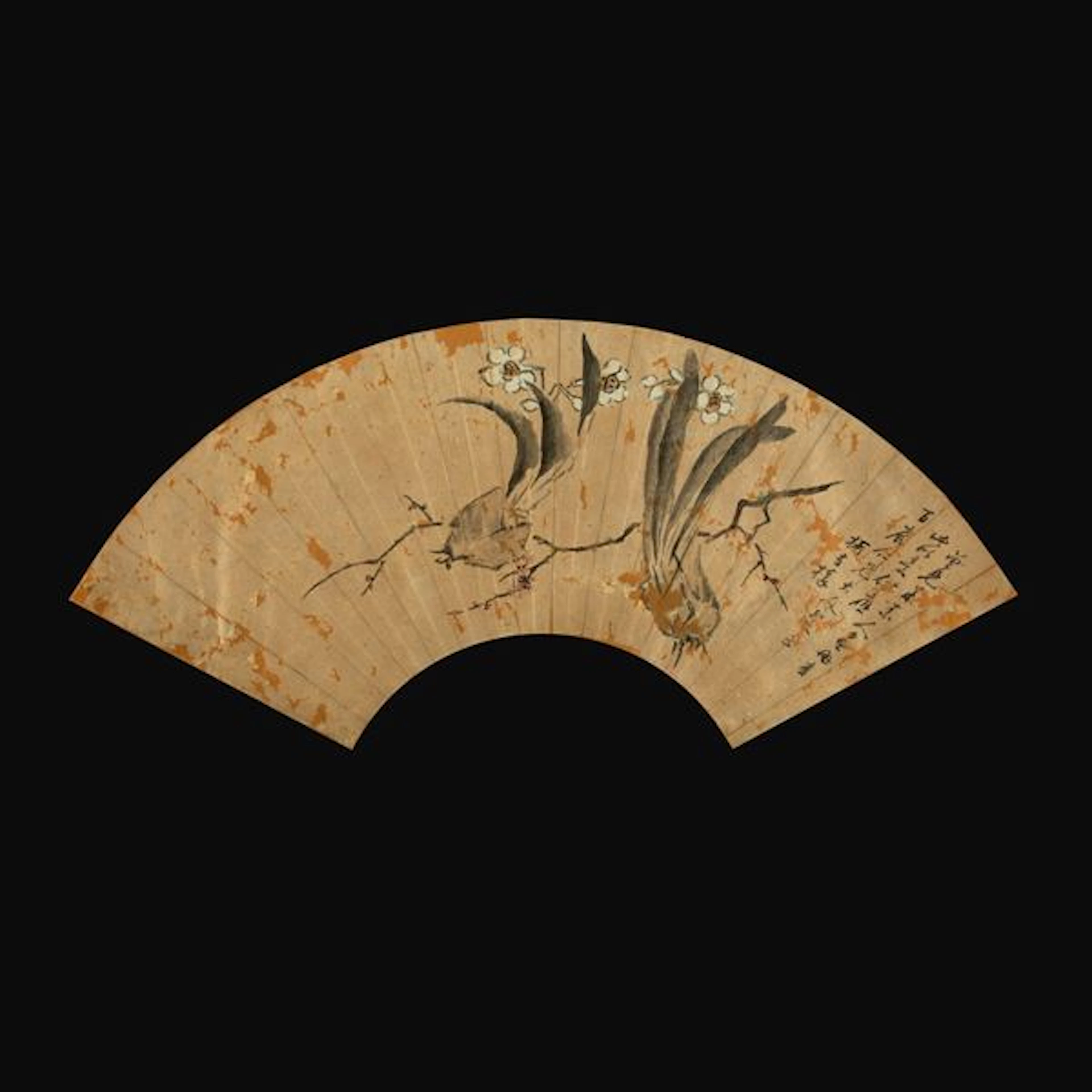 A painted paper fan, China, Qing Dynasty 1800s