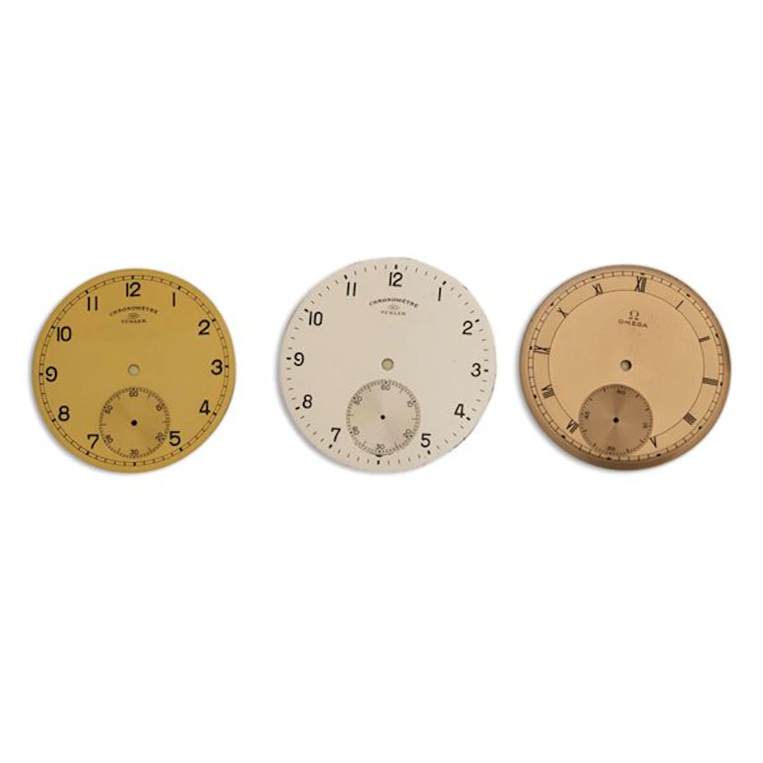 Lotto di tre quadranti: IWC champagne, 39,5 mm Omega salmone, 40,5