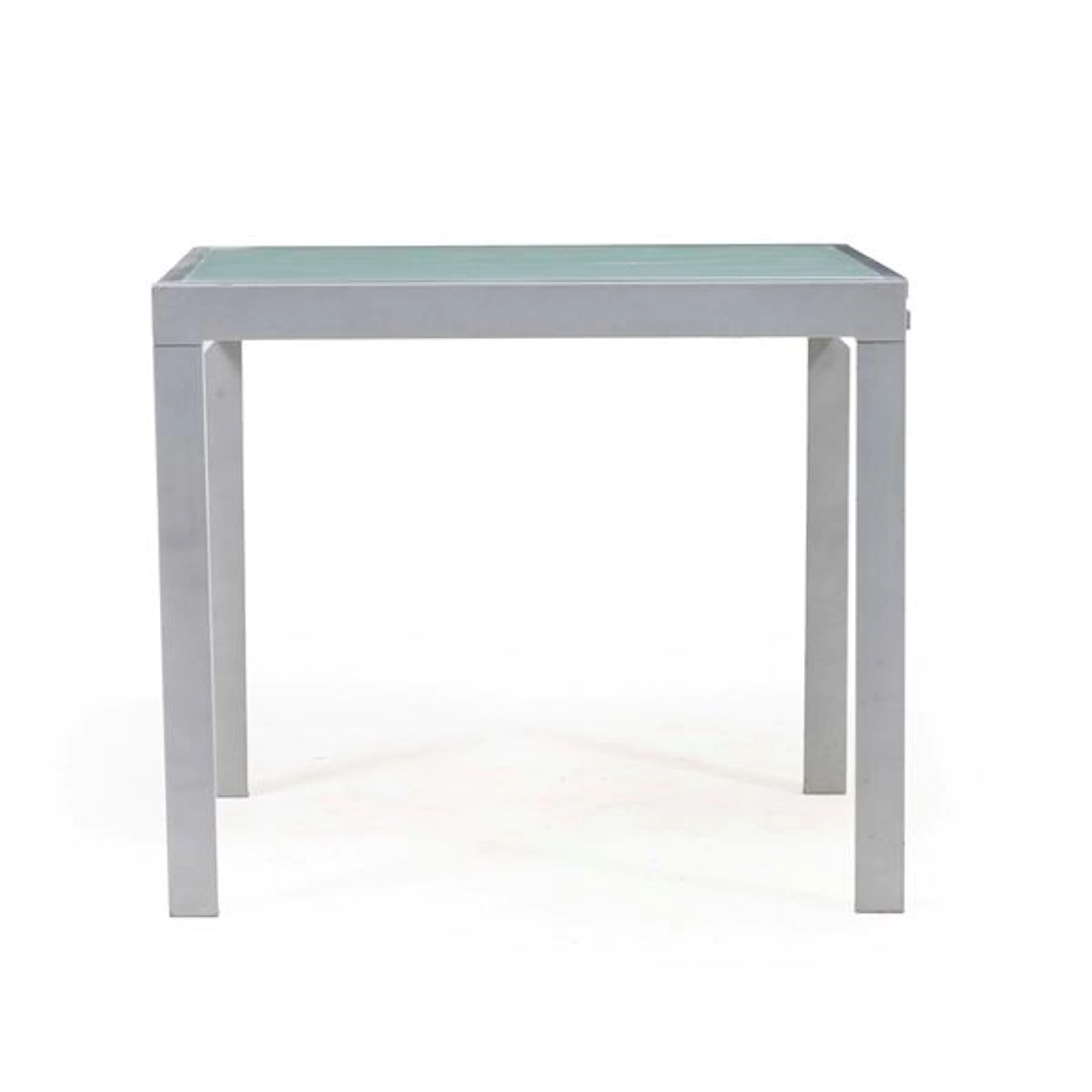 Tavolo in metallo con piano in vetro. XX secolo