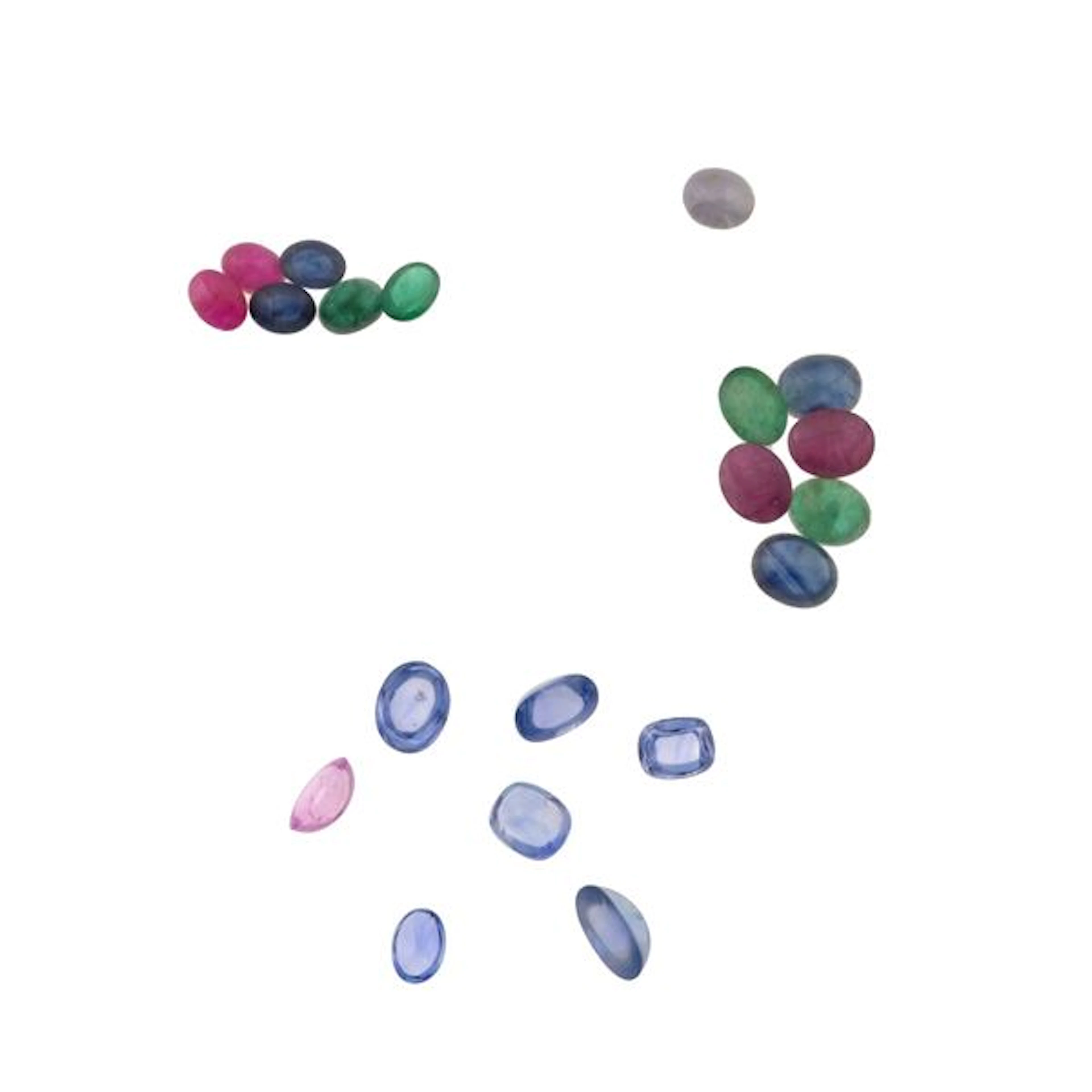 Collection of unmounted sapphires rubies, emeralds, of various shapes