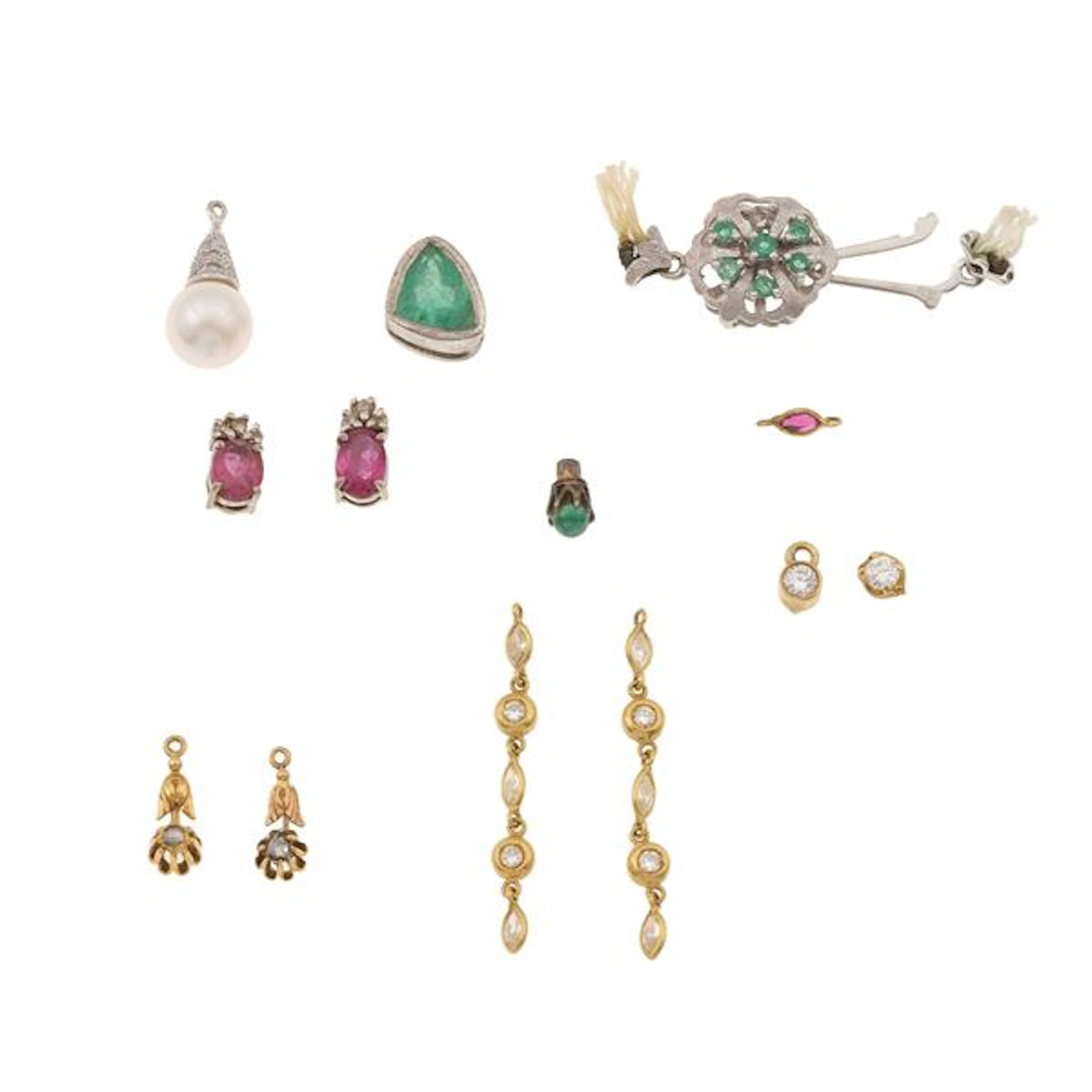 Remaining jewelry inventory featuring emeralds, rubies, pearls, and