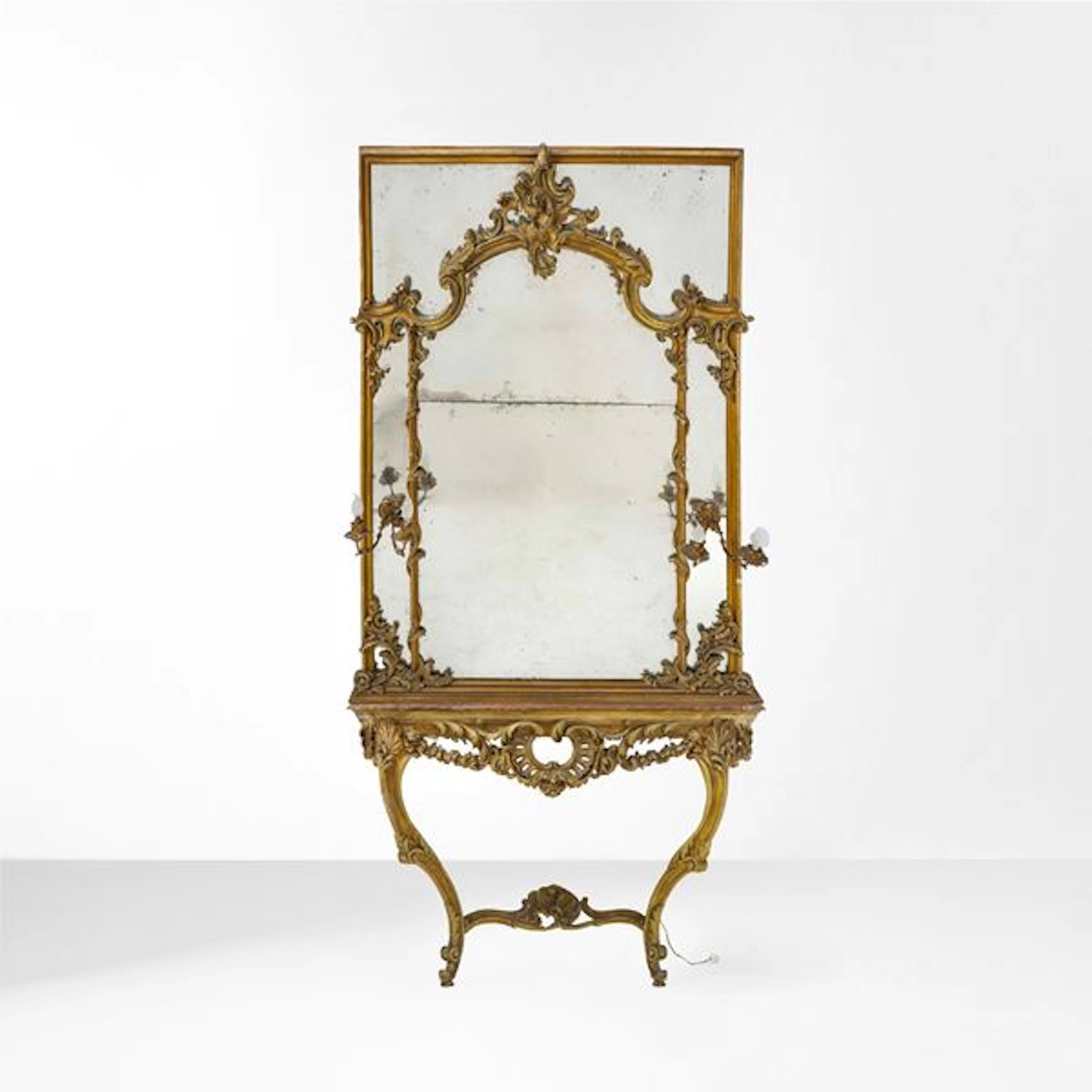 Console a goccia e specchiera stile Luigi XV. XX secolo