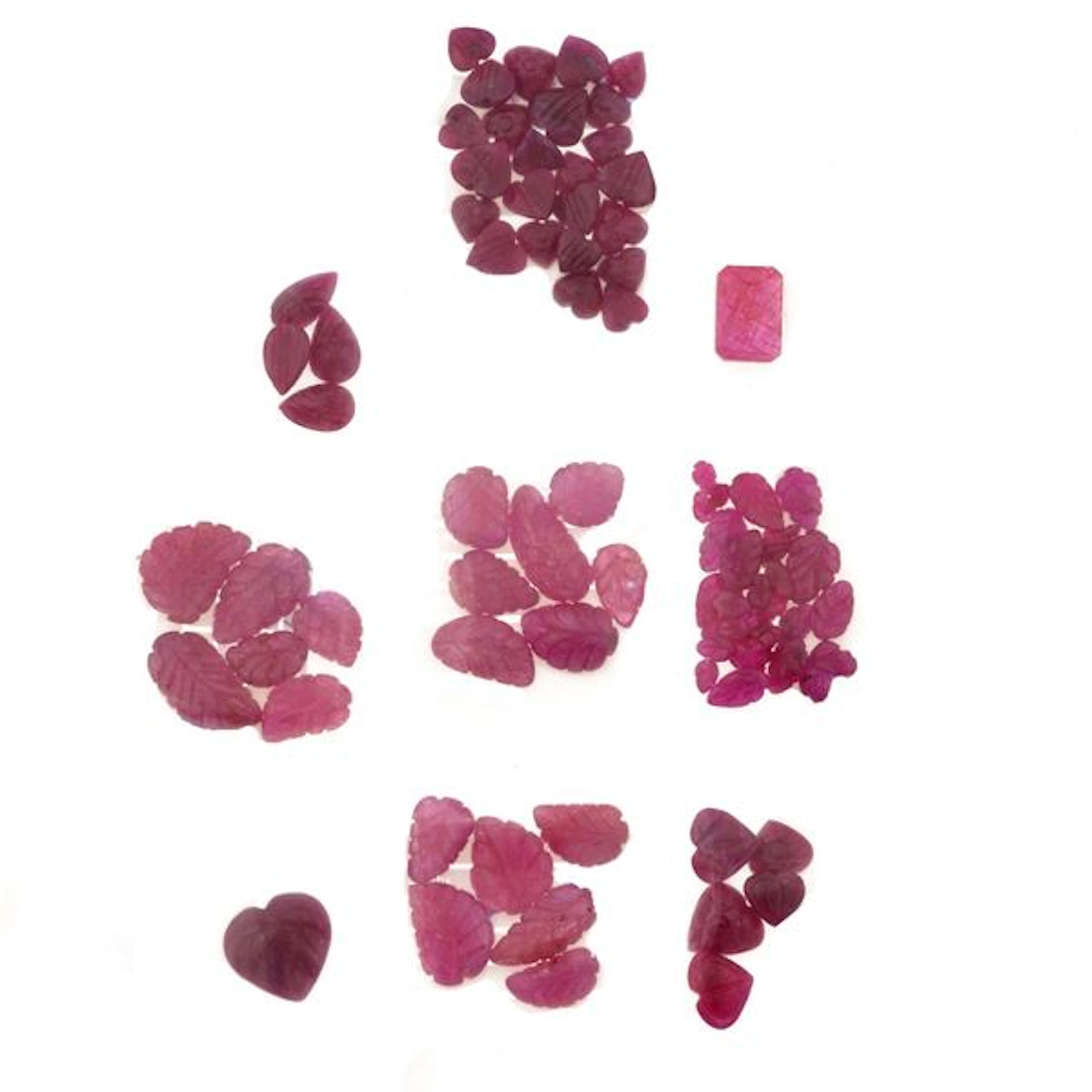 Collection of unmounted rubies, of various shapes and treatments