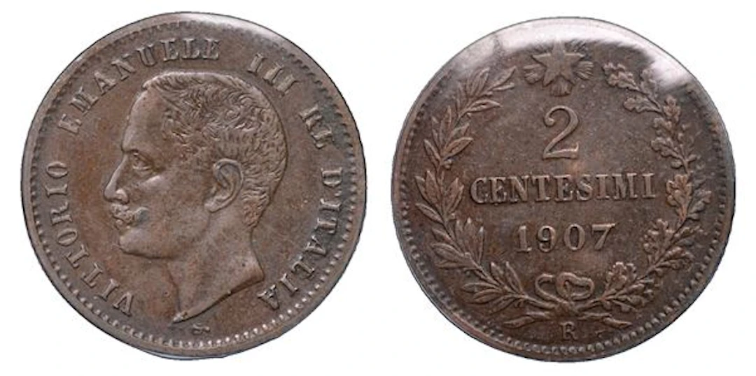 REGNO D'ITALIA. VITTORIO EMANUELE III DI SAVOIA, 1900-1946. 2 Centesimi 1907.