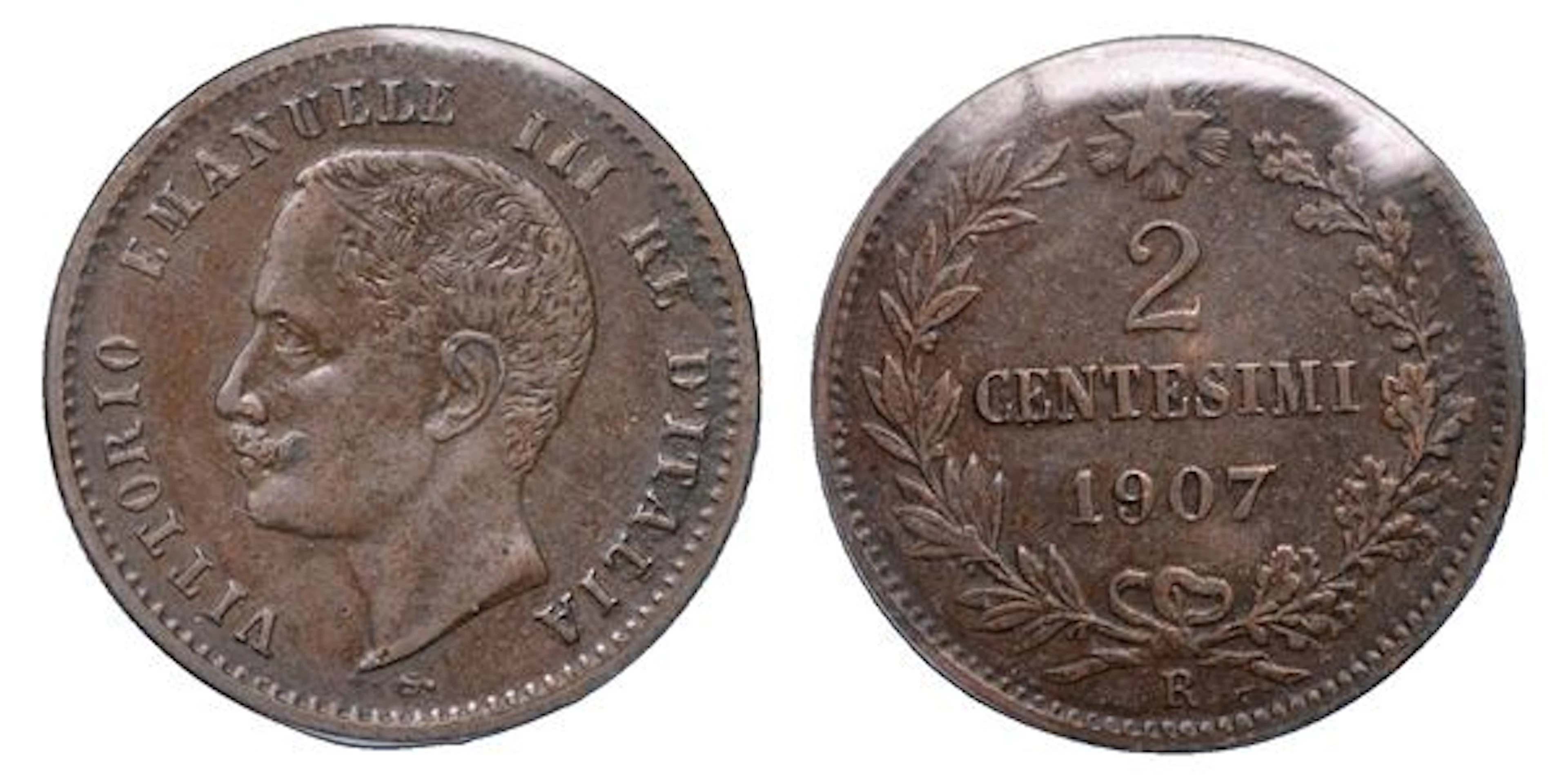 REGNO D'ITALIA. VITTORIO EMANUELE III DI SAVOIA, 1900-1946. 2 Centesimi 1907.