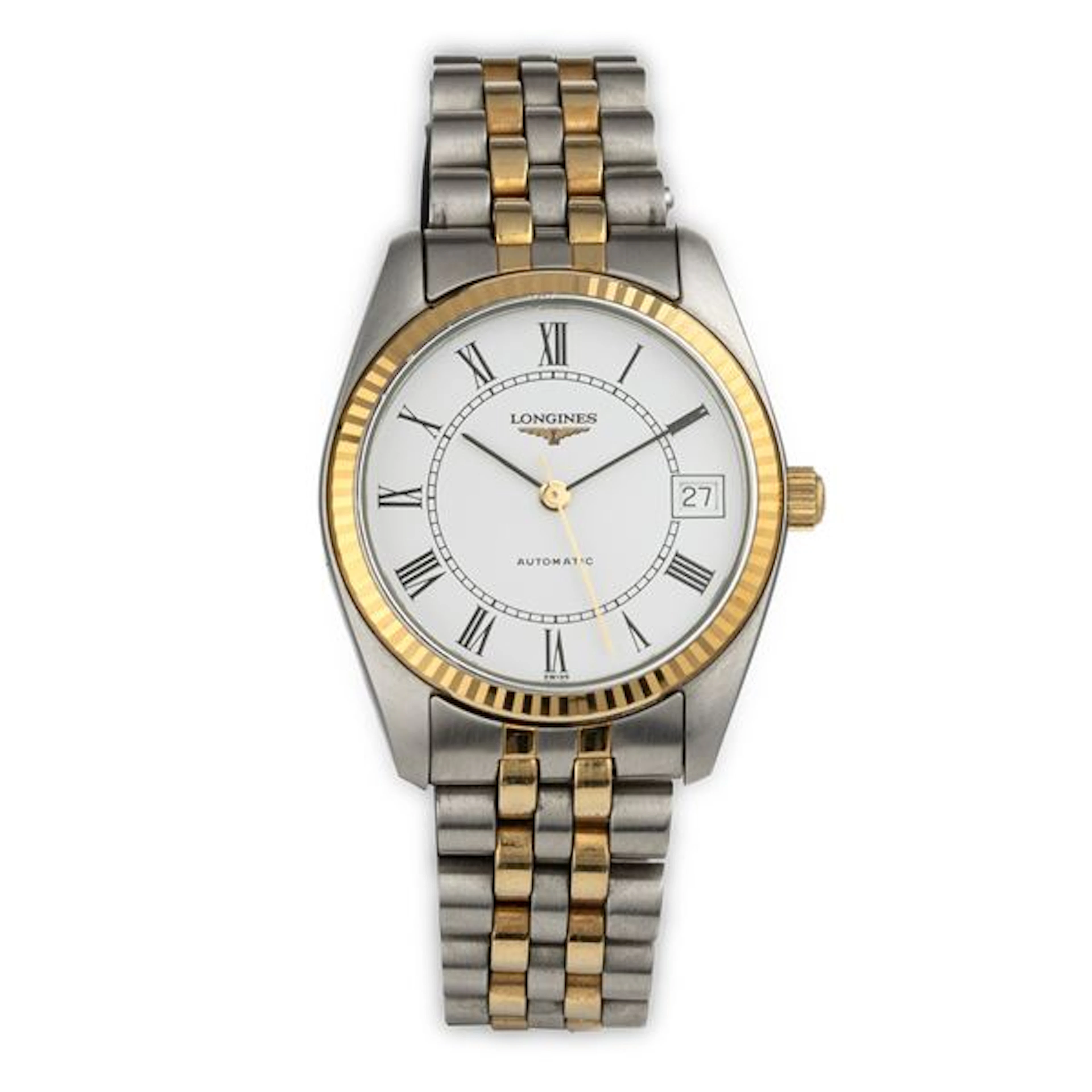 Orologio da polso ref. L7.632.3 in acciaio, quadrante bianco con numeri