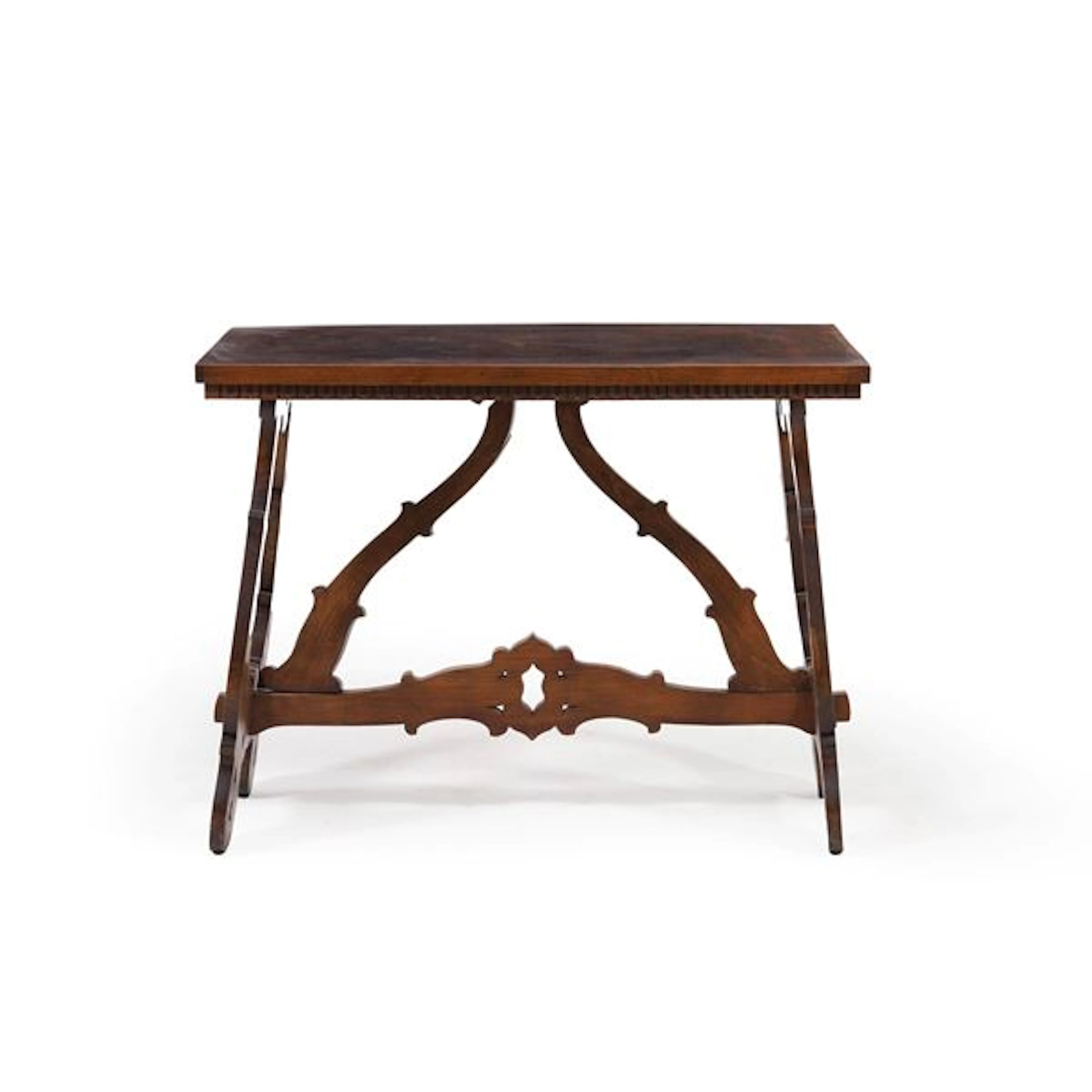 Tavolo in legno con gambe a lira. XX secolo