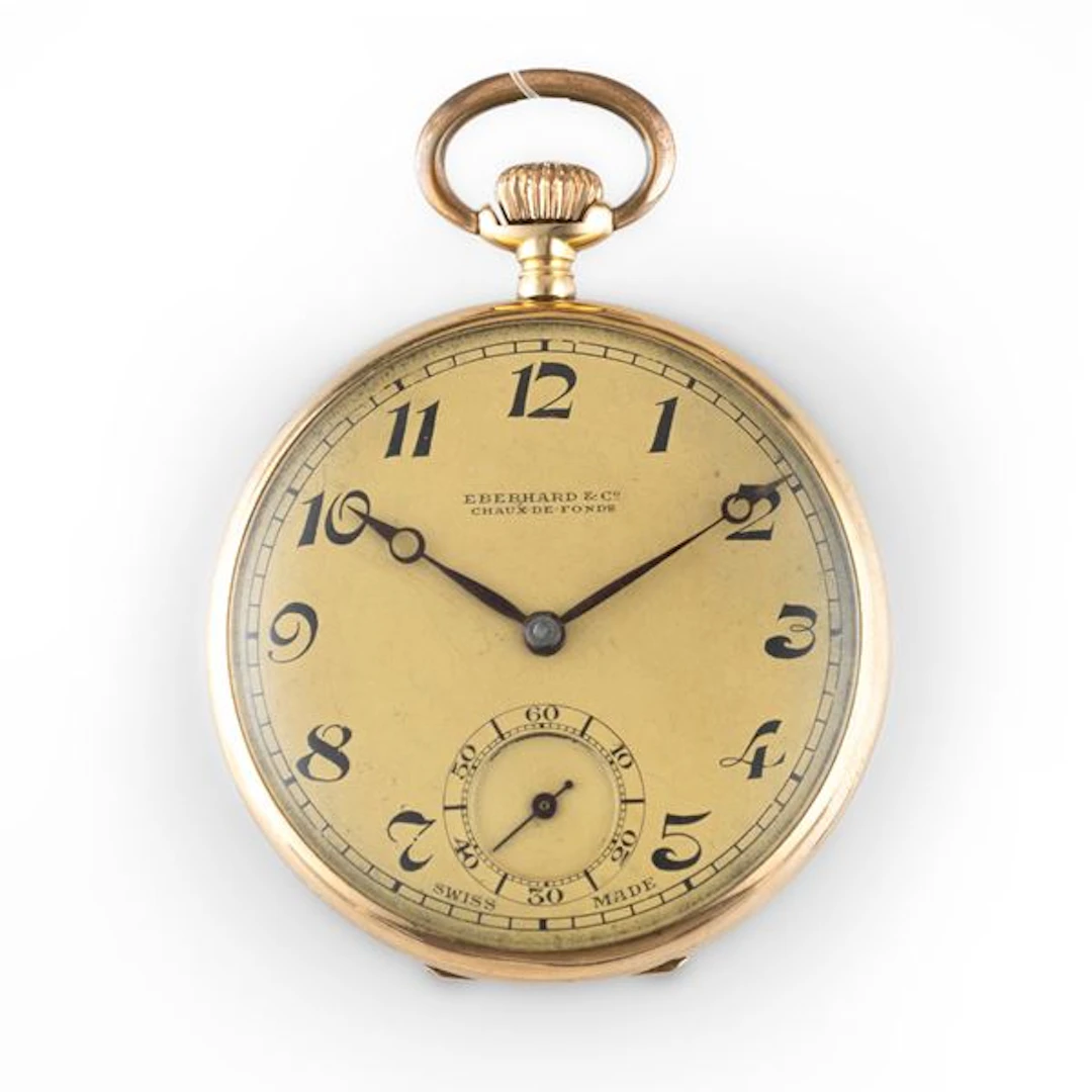 Orologio da tasca in oro giallo 18k, quadrante champagne con lancette