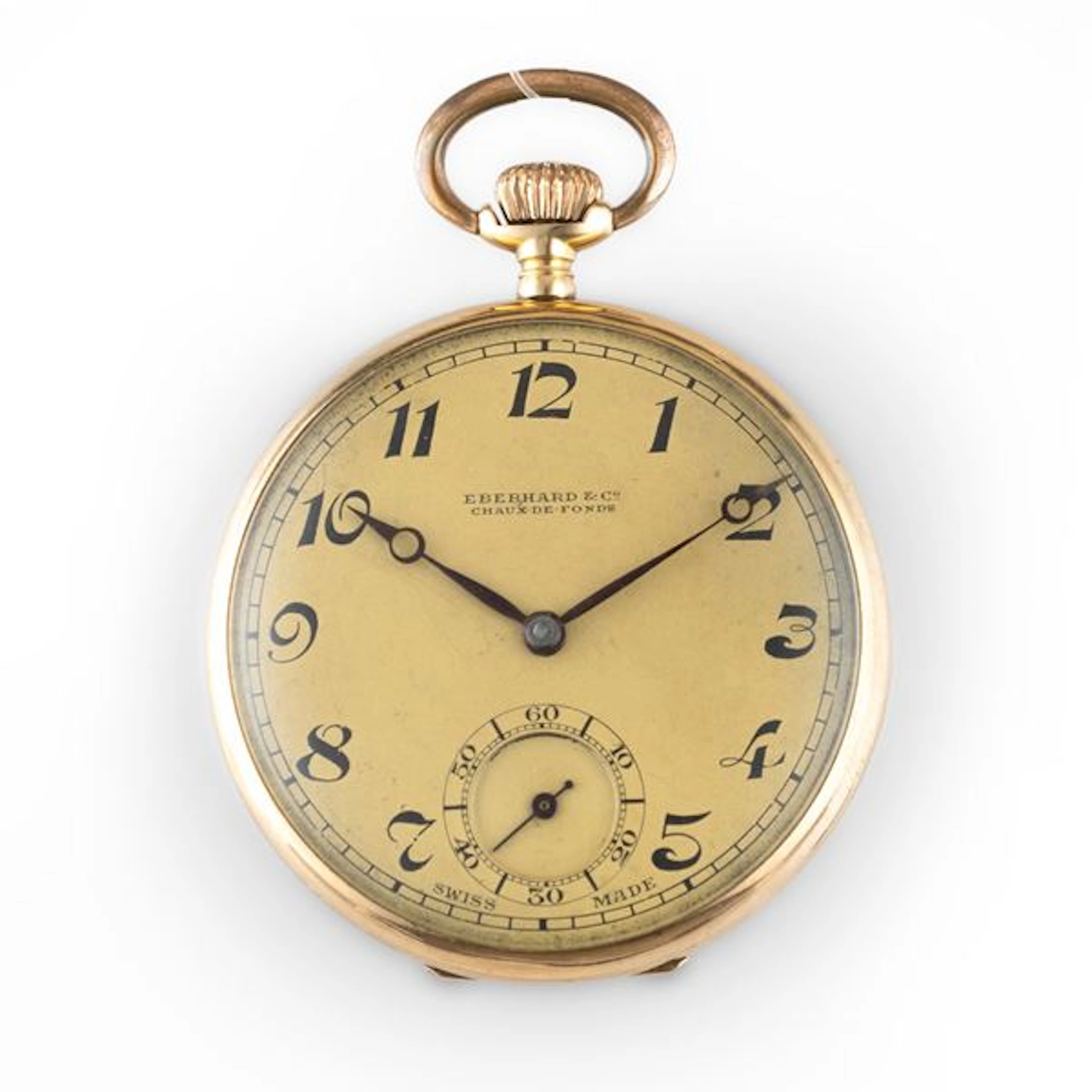 Orologio da tasca in oro giallo 18k, quadrante champagne con lancette