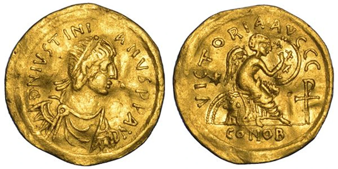 GIUSTINIANO I, 527-565. Semisse, anni 527-552. Costantinopoli.