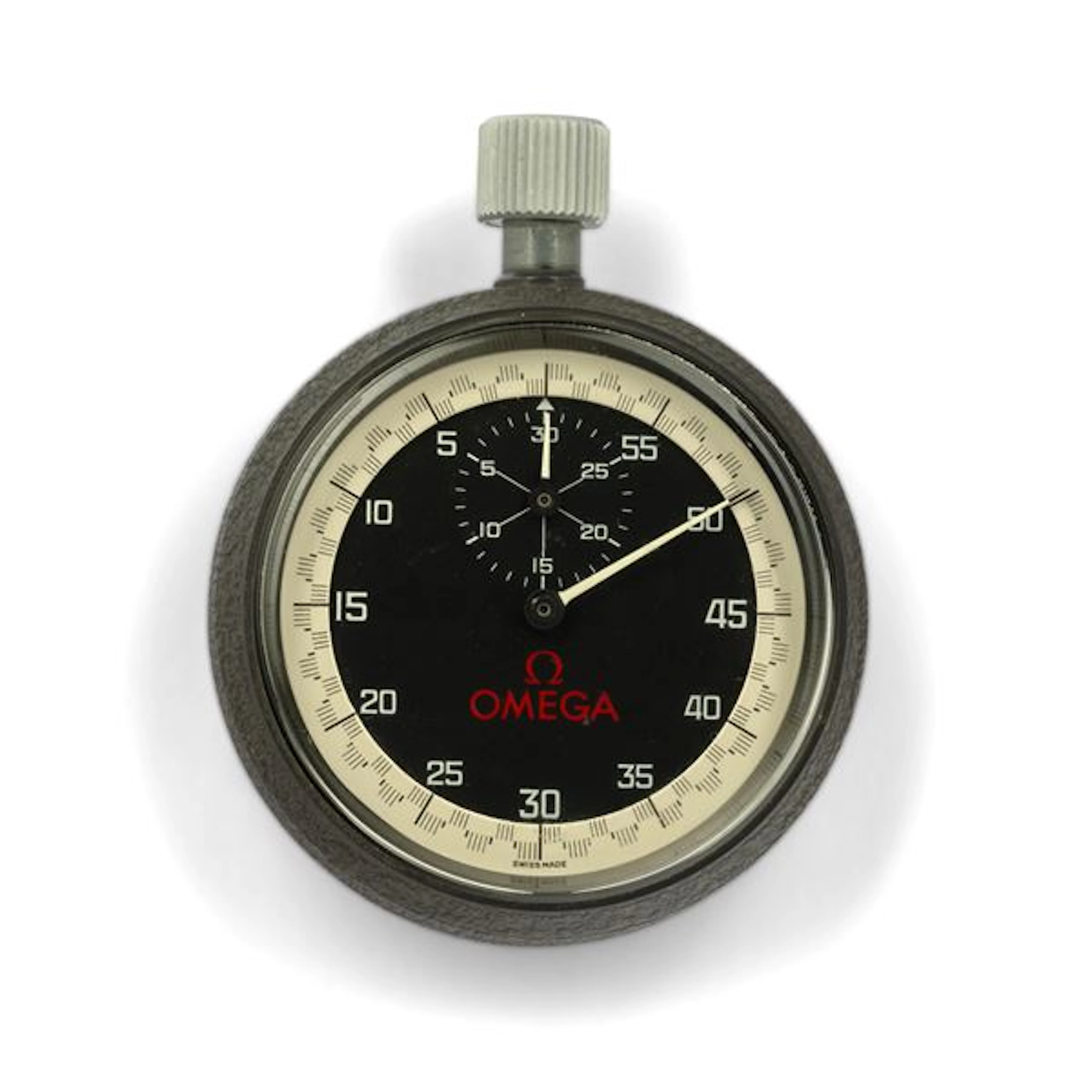Cronometro da gara, quadrante bitonale argentÃ¨ e nero 54 mm