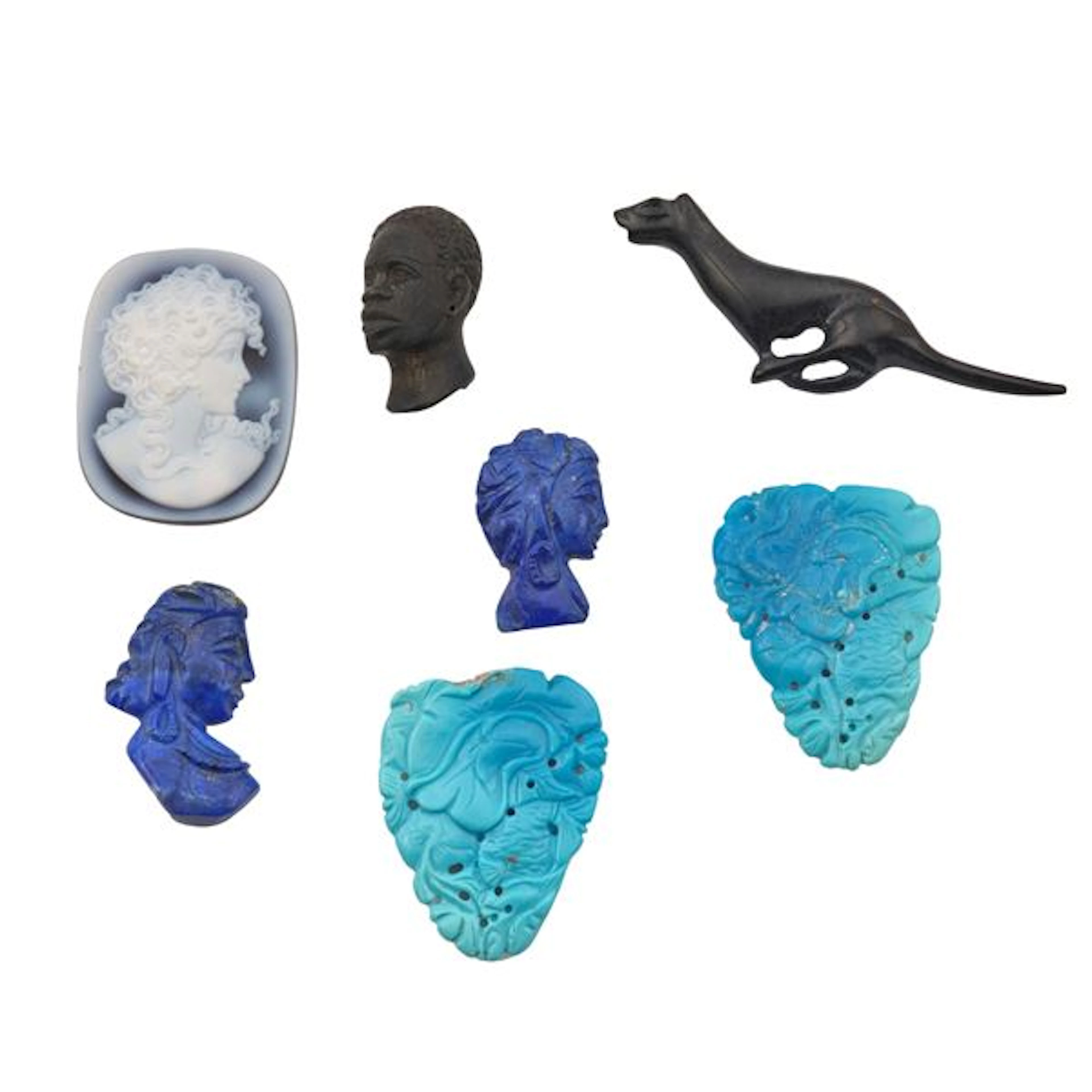 Group of carved gemstones