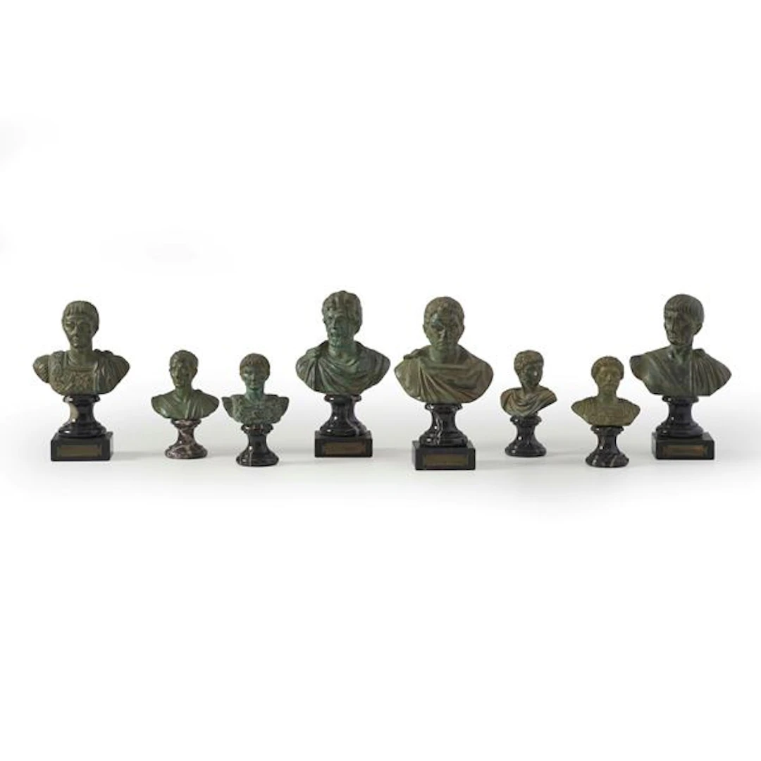 Collezione di otto busti di imperatori romani in bronzo (XX secolo)