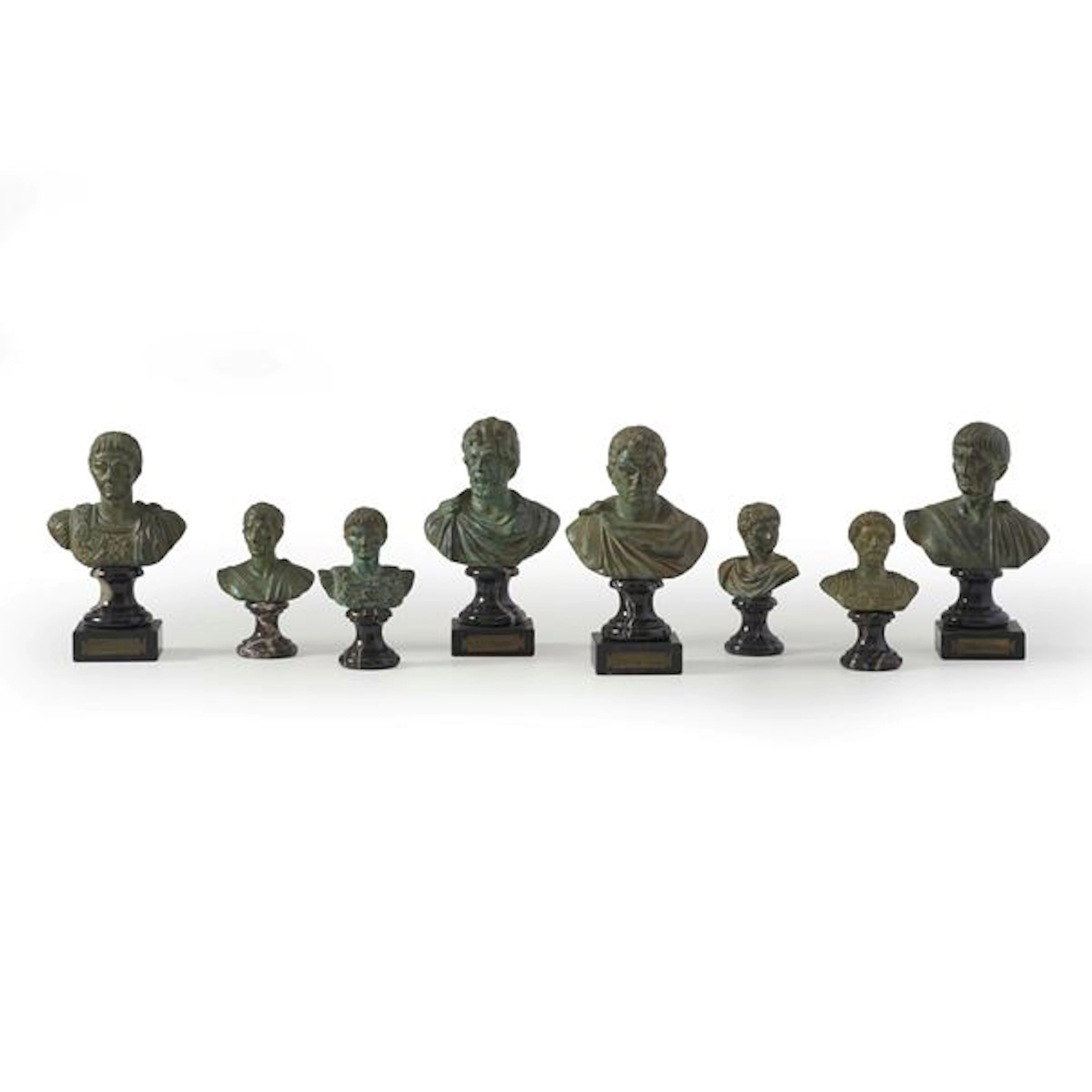 Collezione di otto busti di imperatori romani in bronzo (XX secolo)