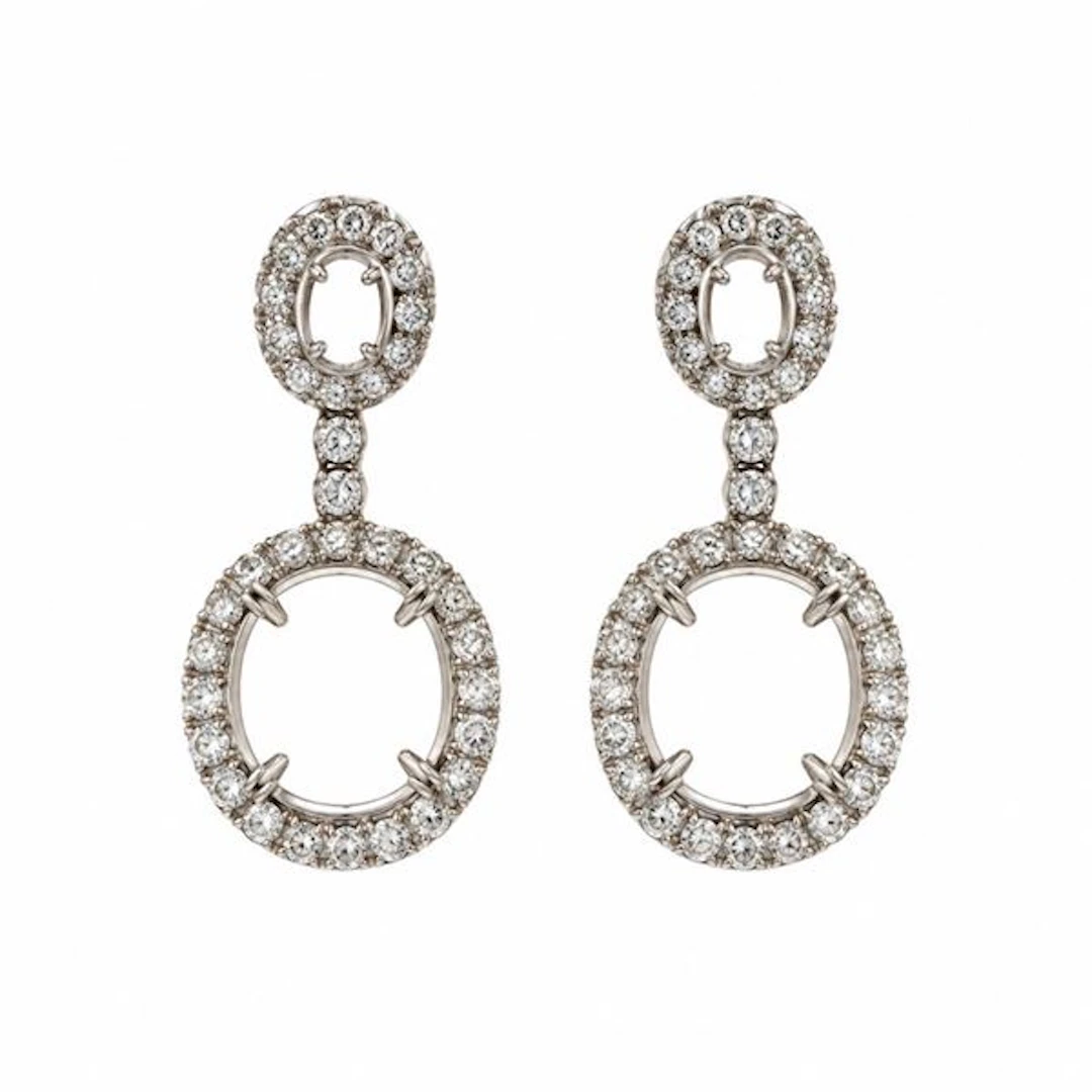 Diamond-set gold earrings mounts