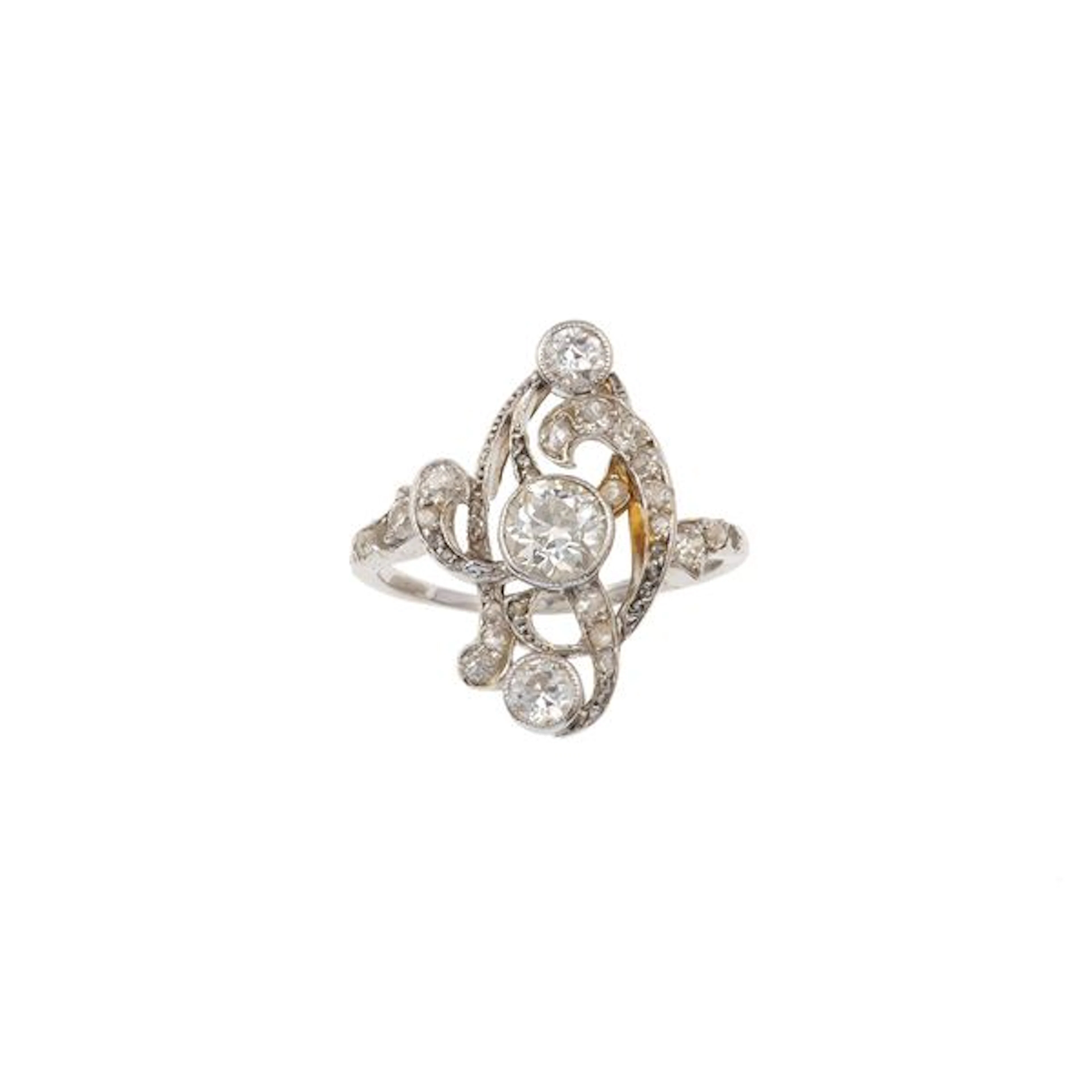 Old-cut diamond and gold ring
