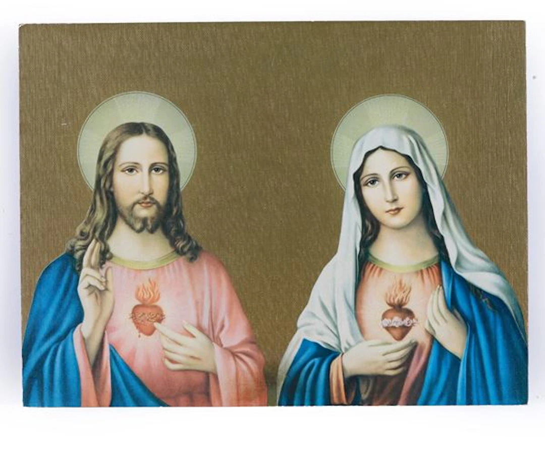 Stampa su tela applicata con Cristo e la Vergine