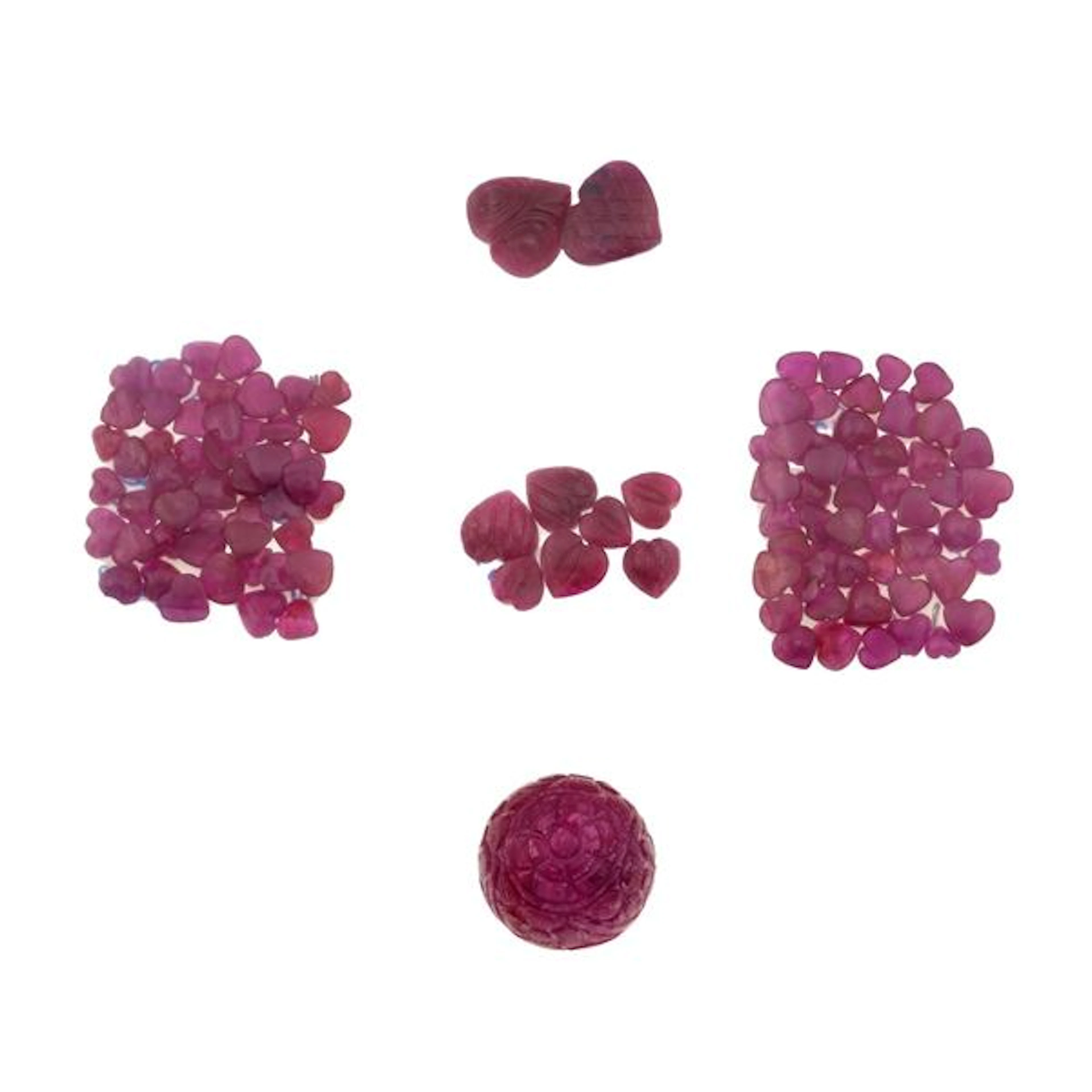 Collection of unmounted rubies, of various shapes and treatments