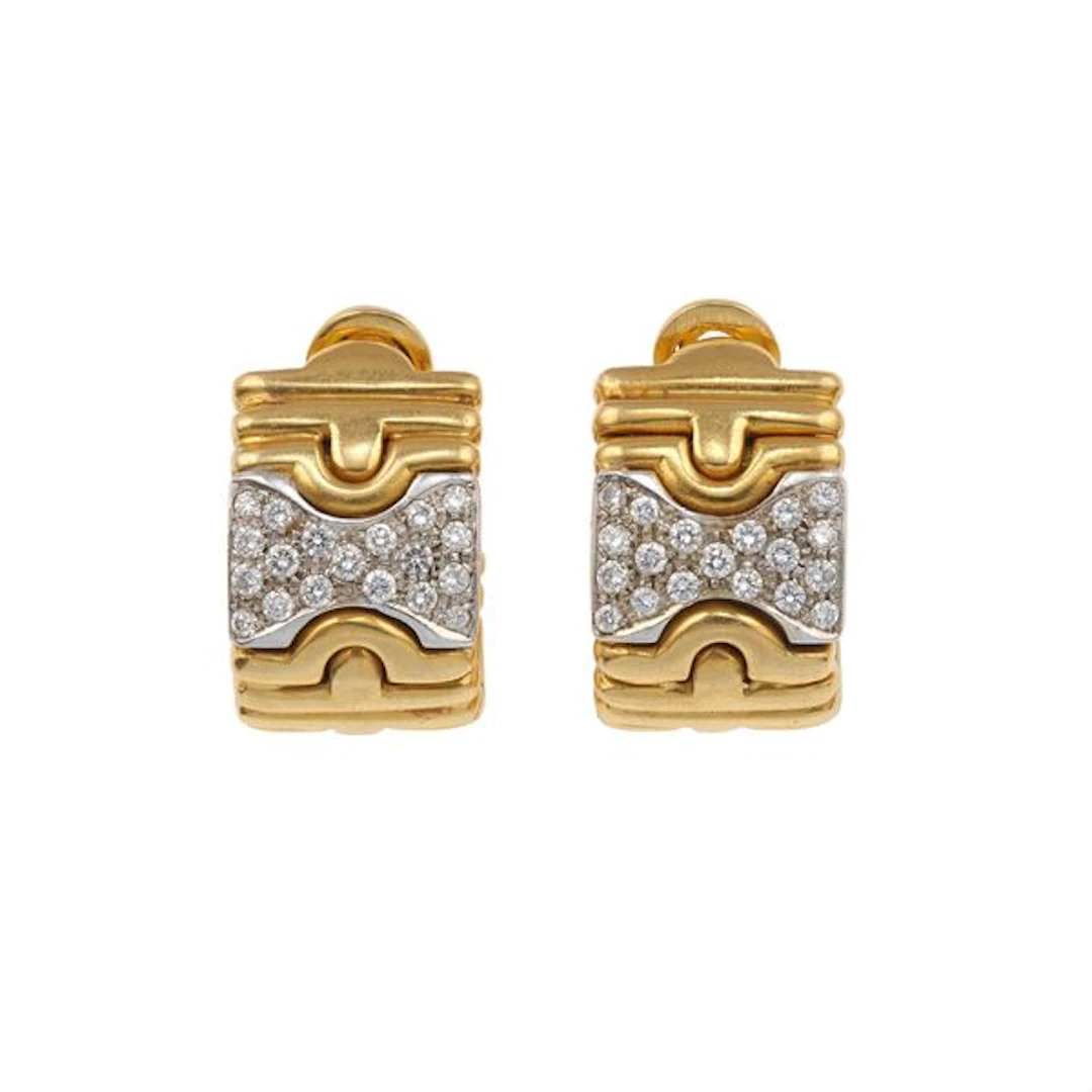 Pair of diamond and gold earrings