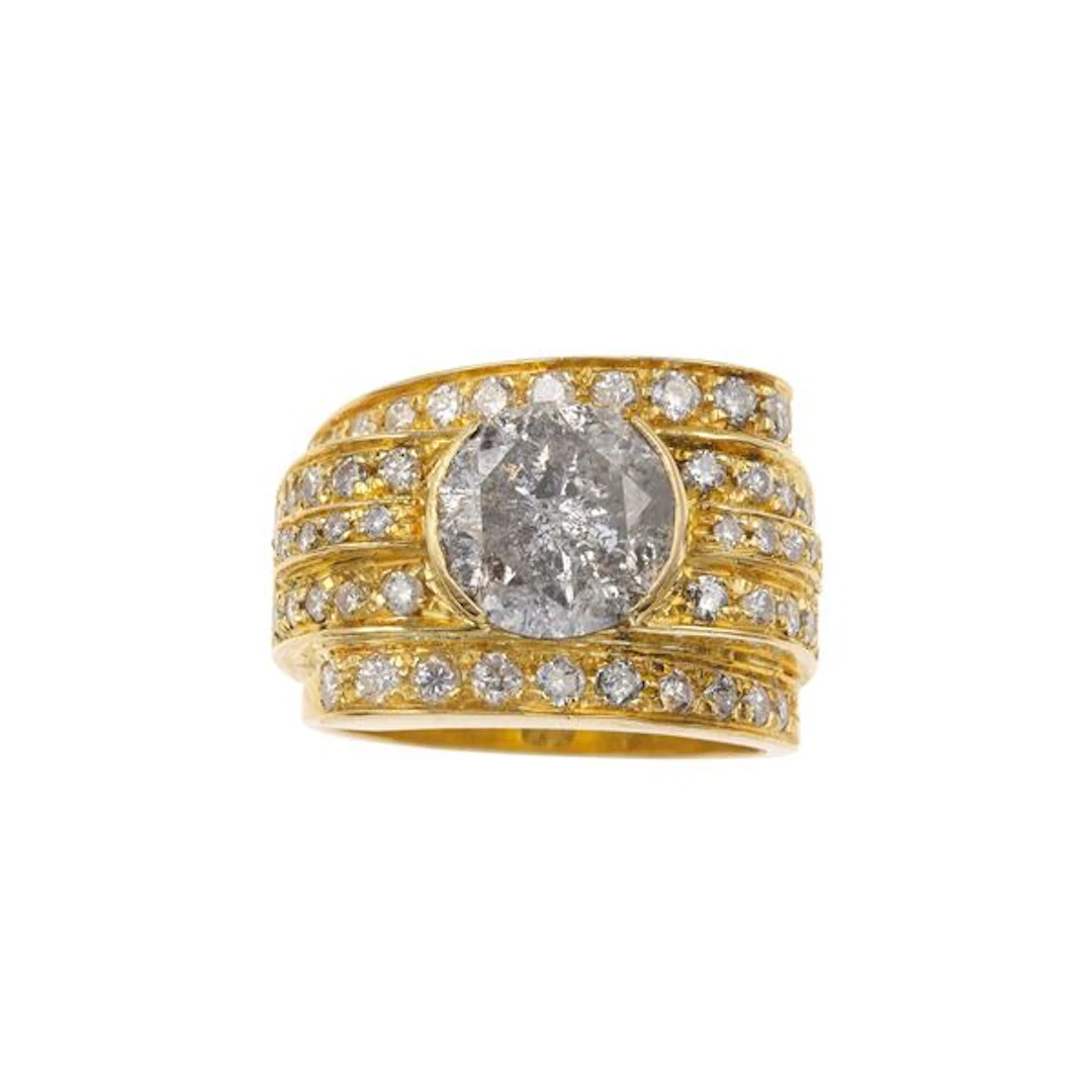 Brilliant-cut diamond and gold ring