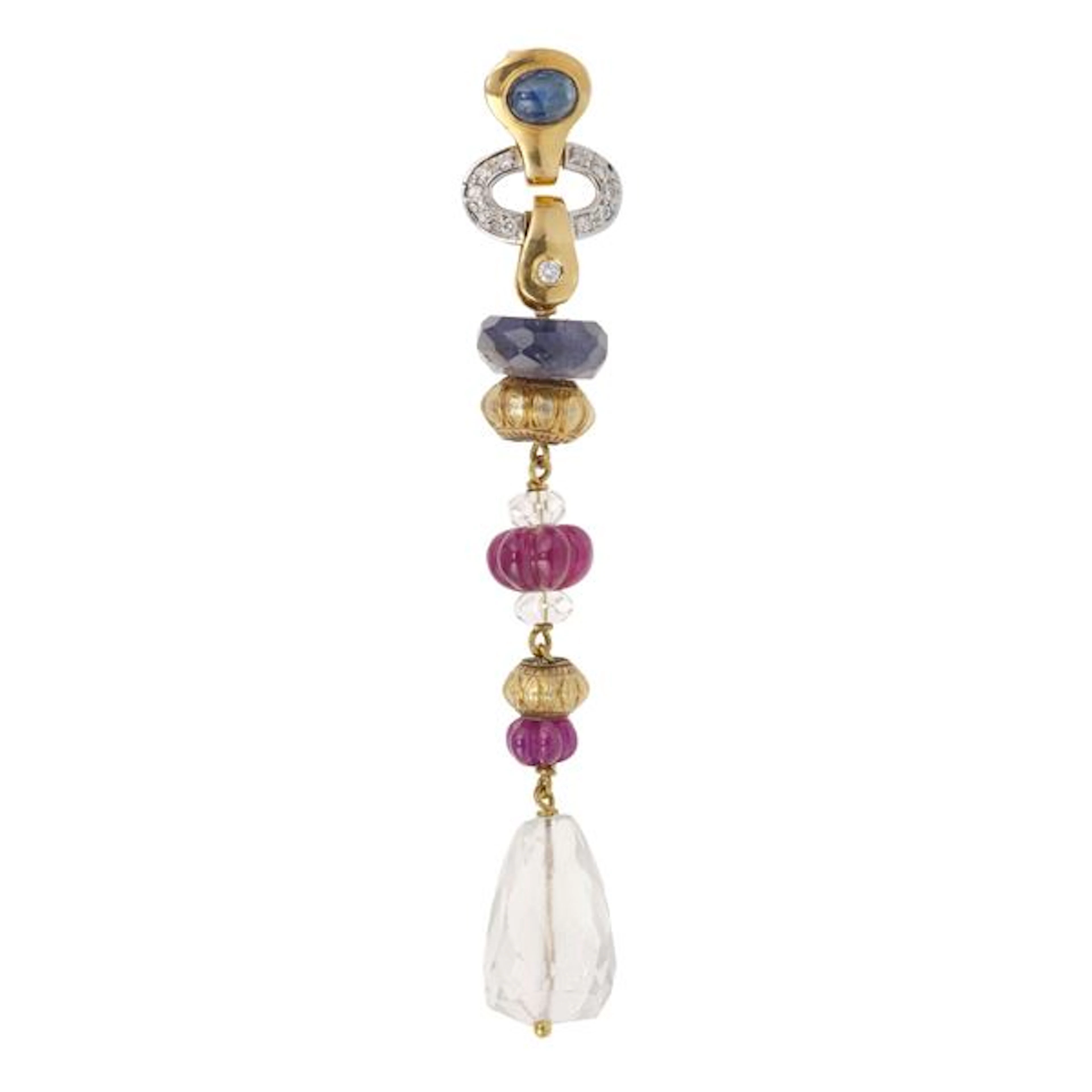 Gem-set, diamond and gold pendant