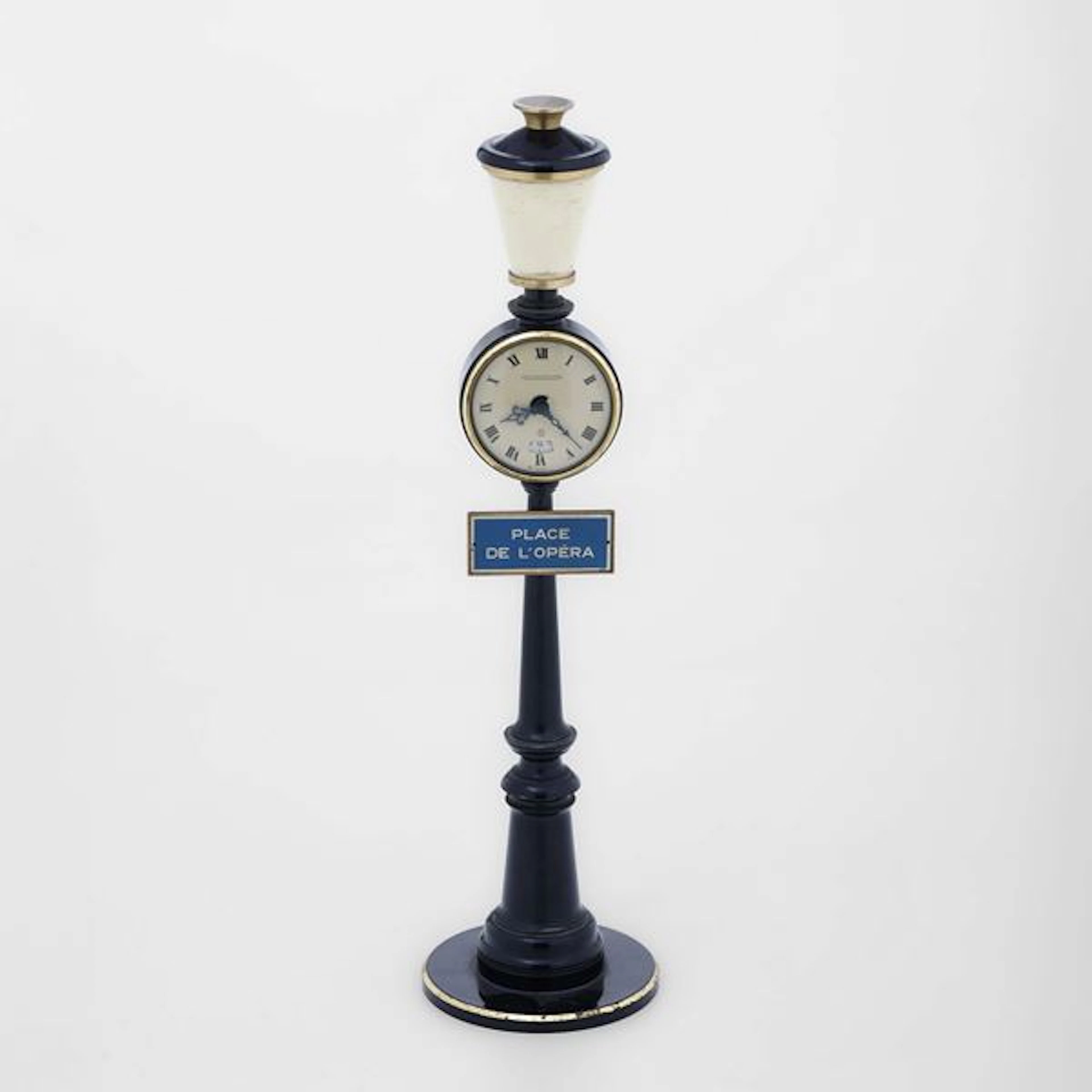 Orologio da tavolo a forma di lampione. Francia, XX secolo