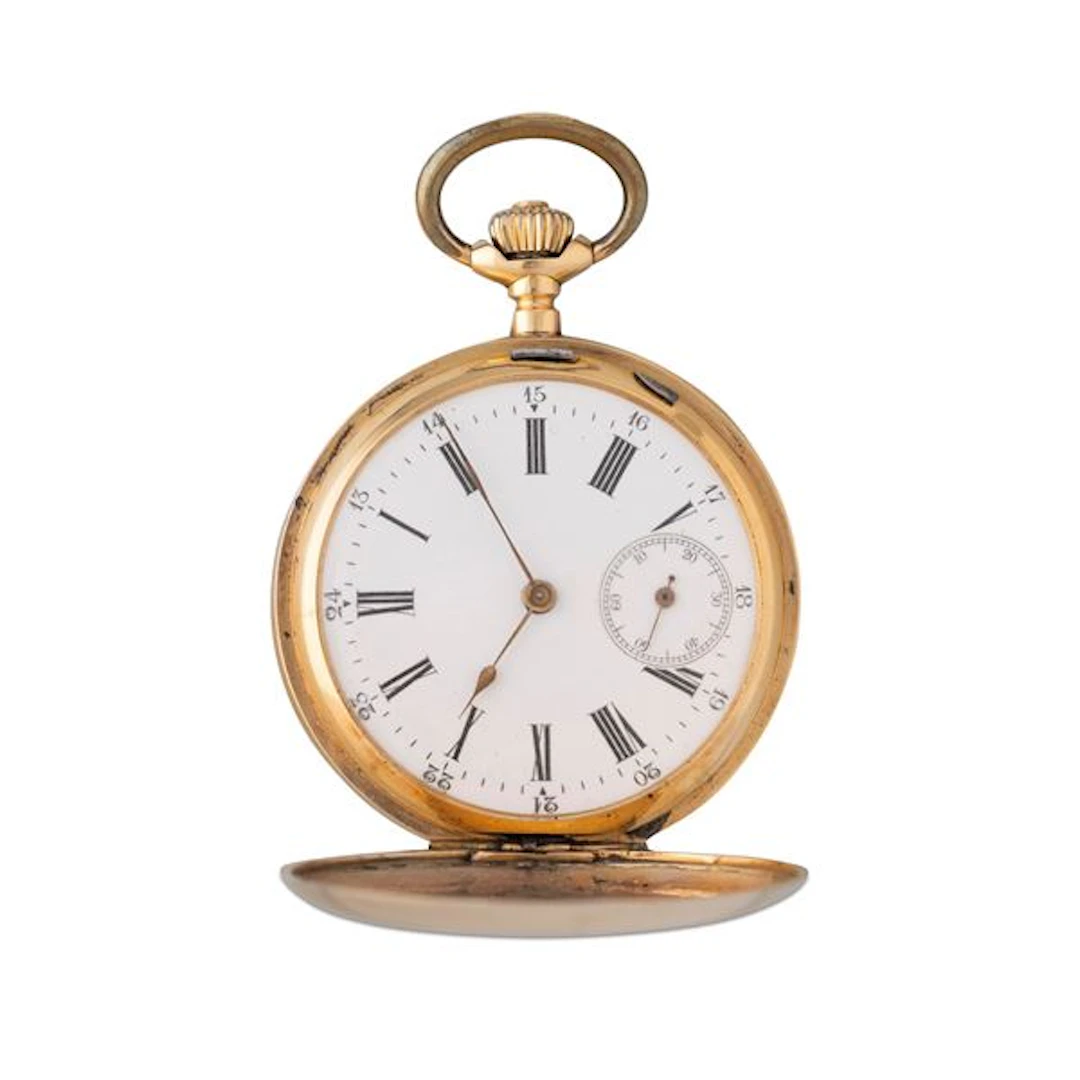 Demi-Chronometre savonette in oro giallo 18k con coperchio con monogramma