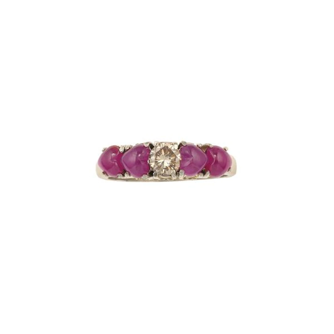 Ruby, diamond and gold ring