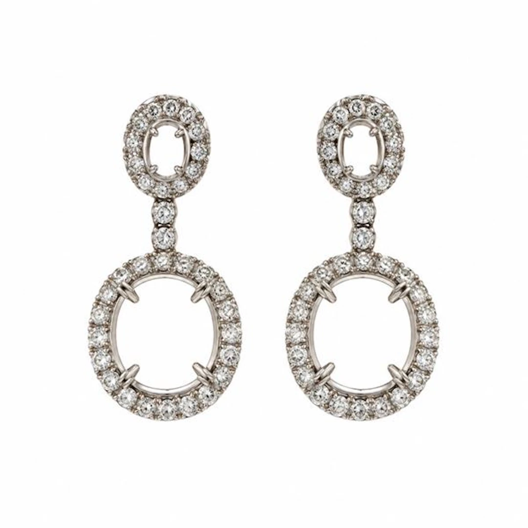 Diamond-set gold earrings mounts