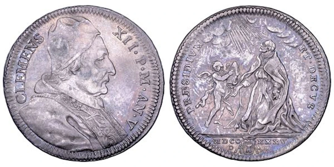 STATO PONTIFICIO. CLEMENTE XII (Lorenzo Corsini), 1730-1740. Testone