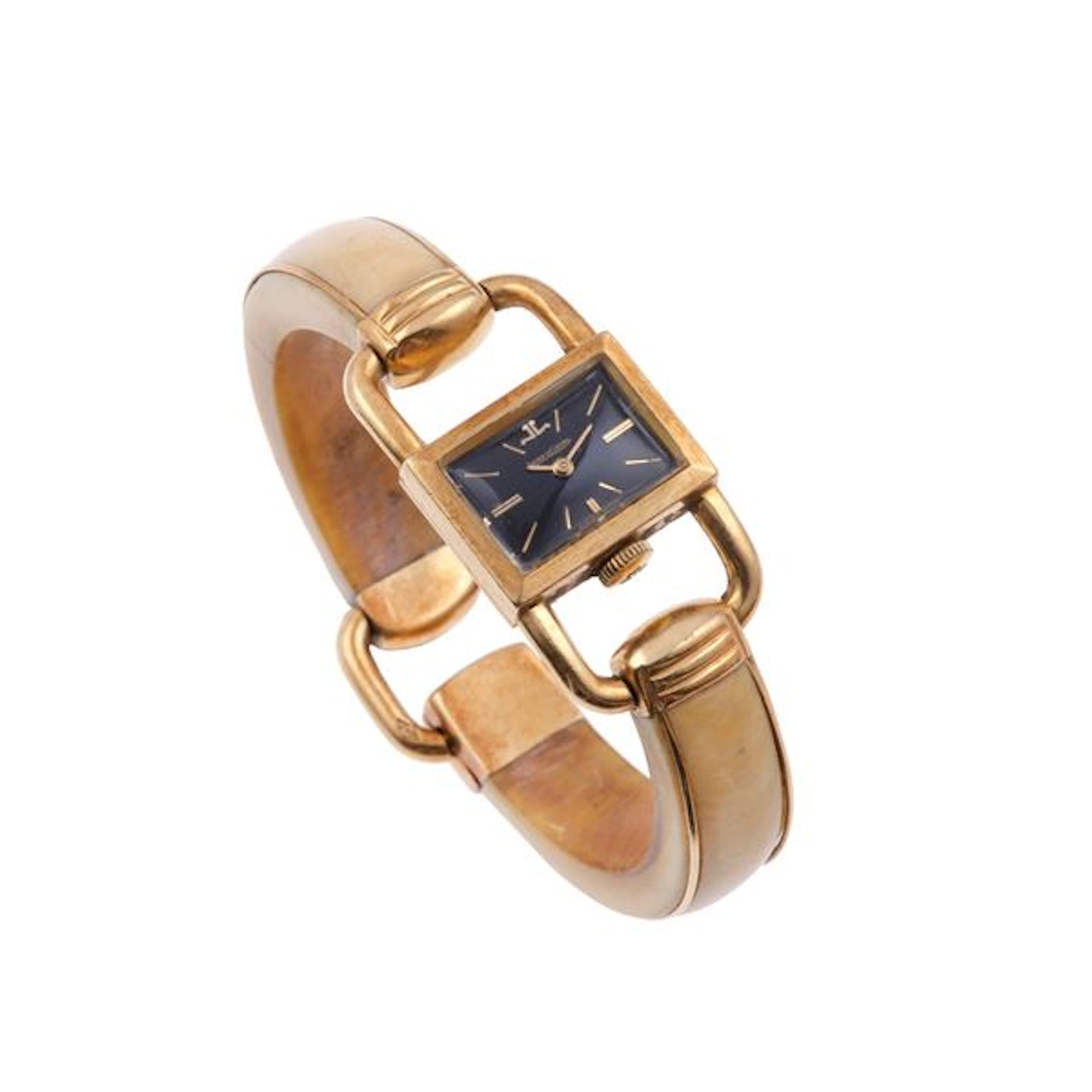 Lady's bakelite and gold wristwatch. Signed Jaeger LeCoultre, 1297553.