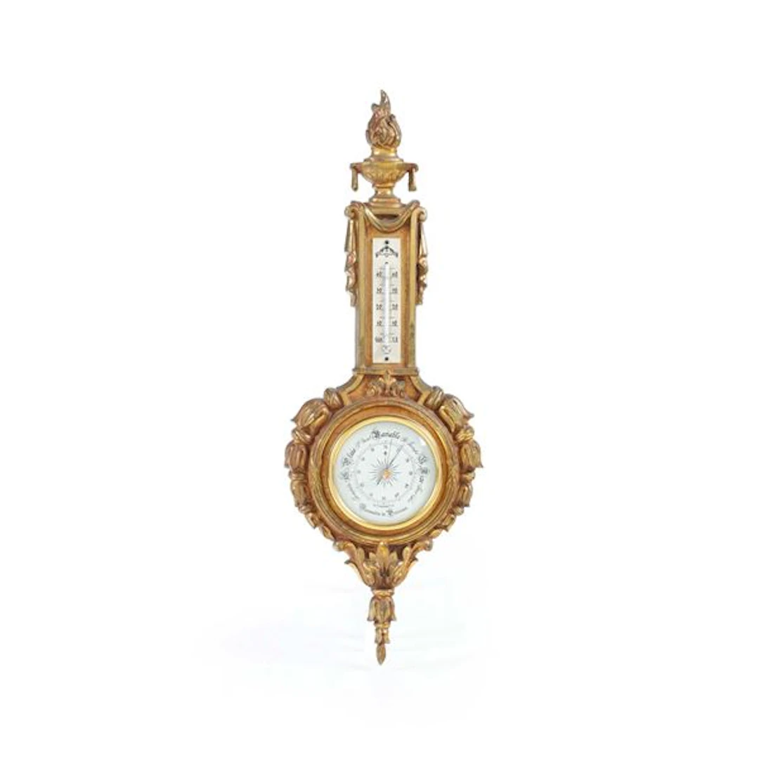 Piccolo barometro in bronzo dorato. Francia XX secolo