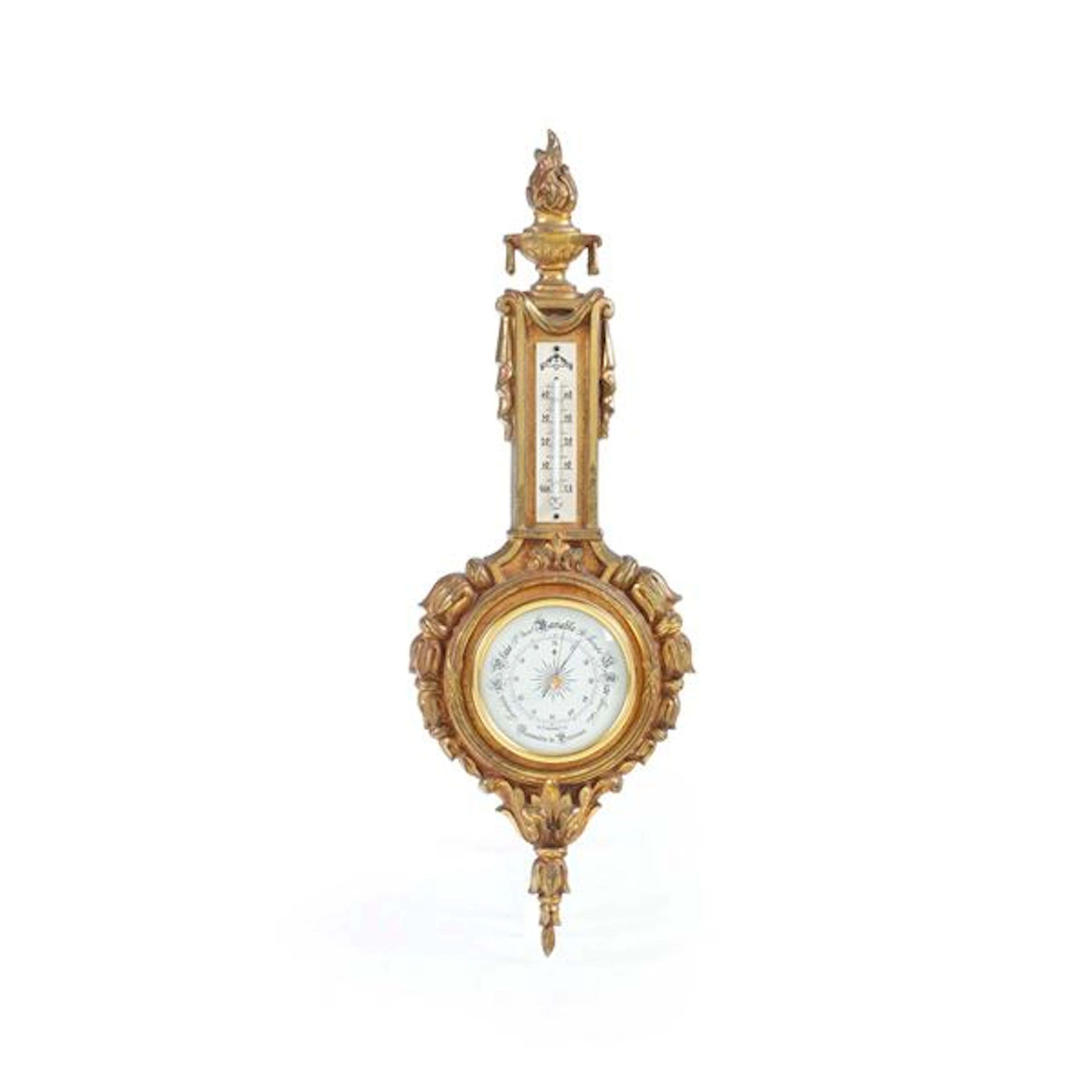 Piccolo barometro in bronzo dorato. Francia XX secolo
