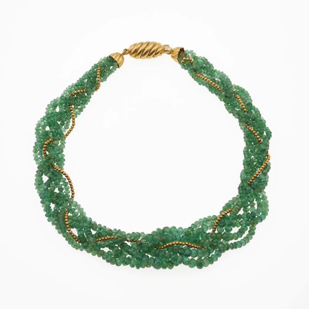 Emerald and gold necklace