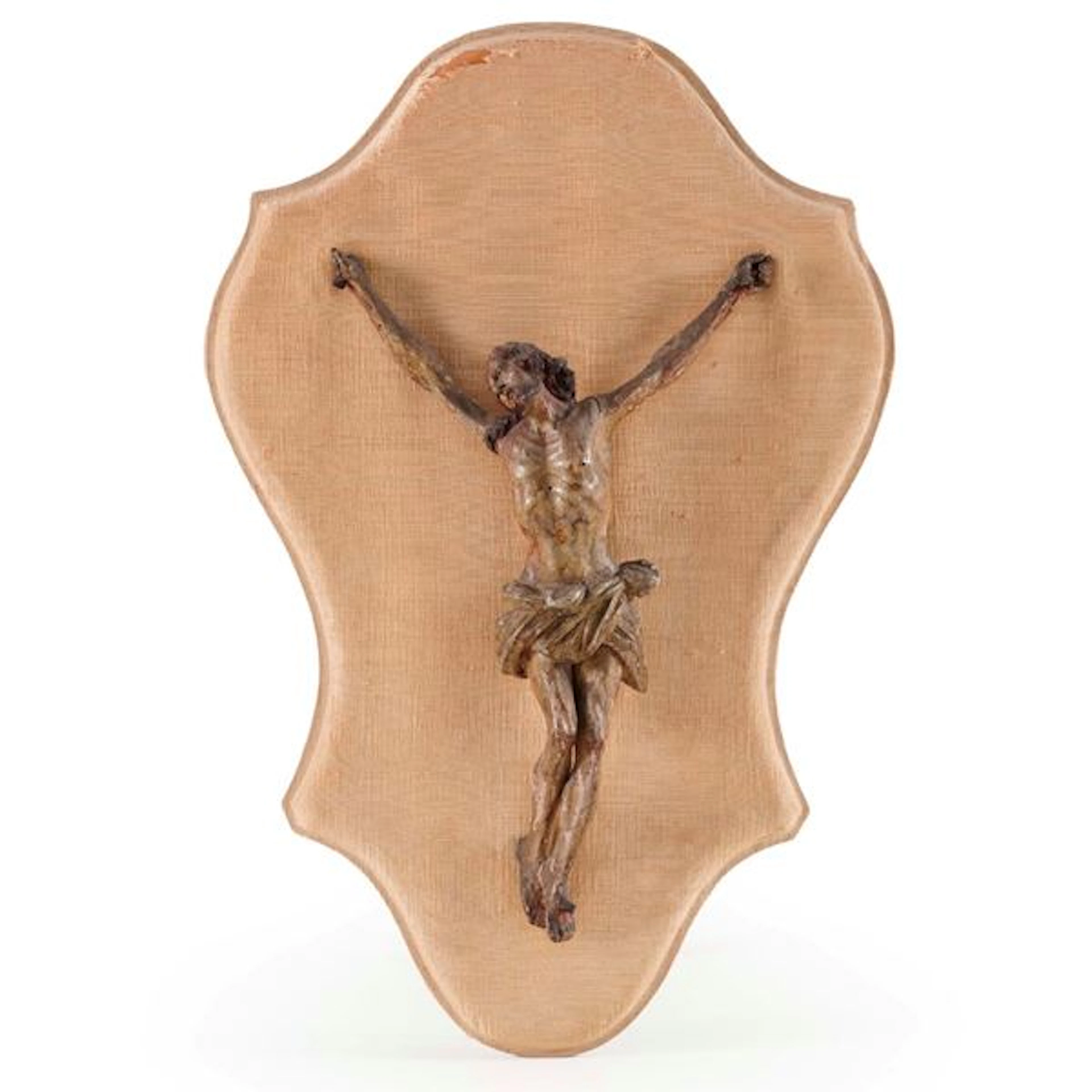 Scultura in legno intagliato e dipinto raffigurante Corpus Christi.