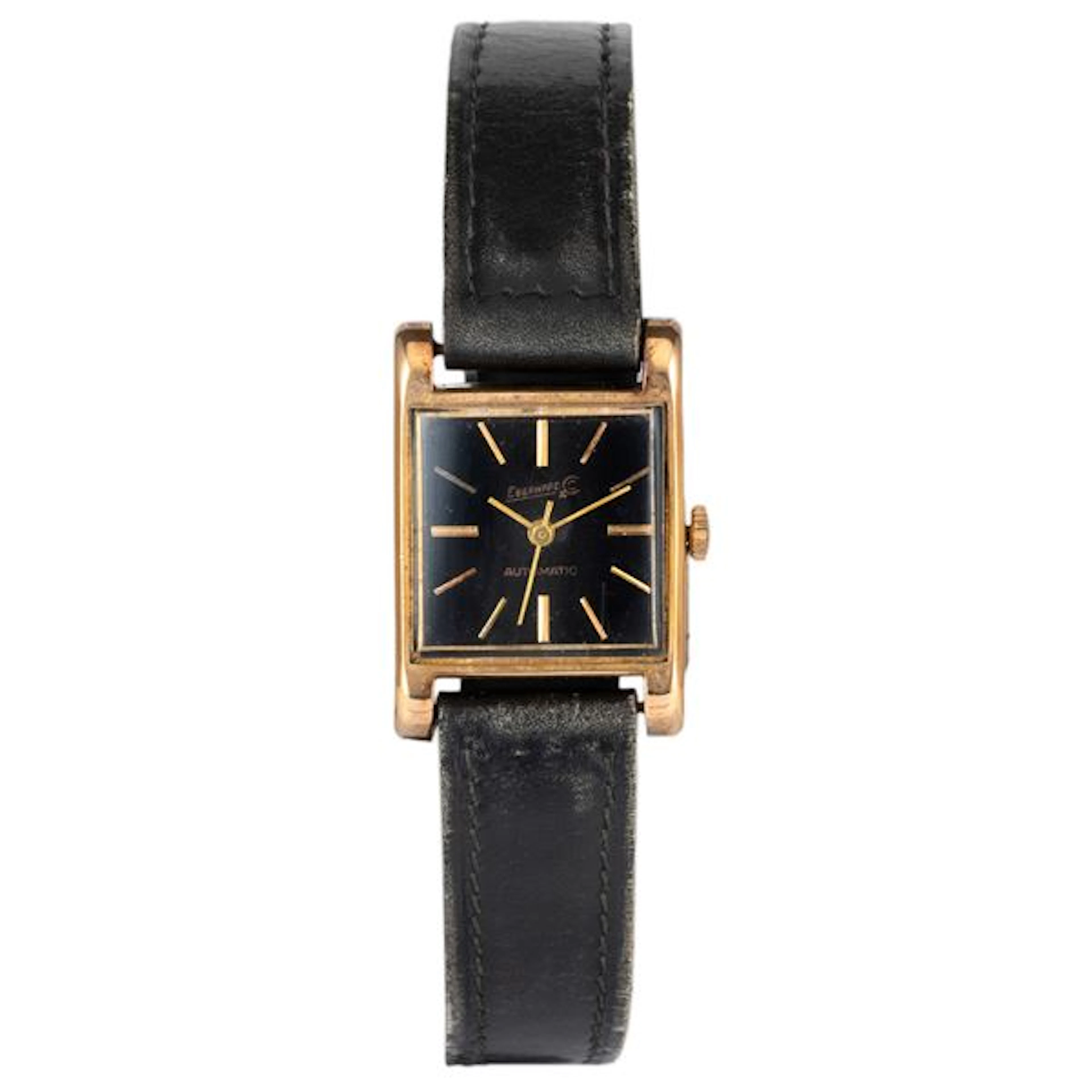 CarrÃ¨ in oro giallo 18k, quadrante smalto nero con indici applicati