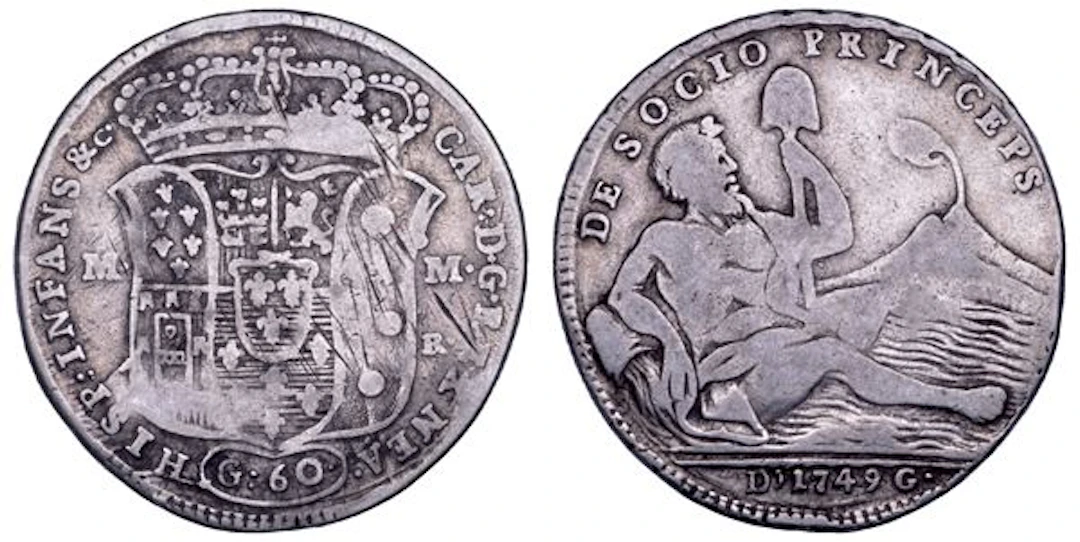 NAPOLI. CARLO DI BORBONE, 1734-1759. Mezza piastra da 60 grana 1749.